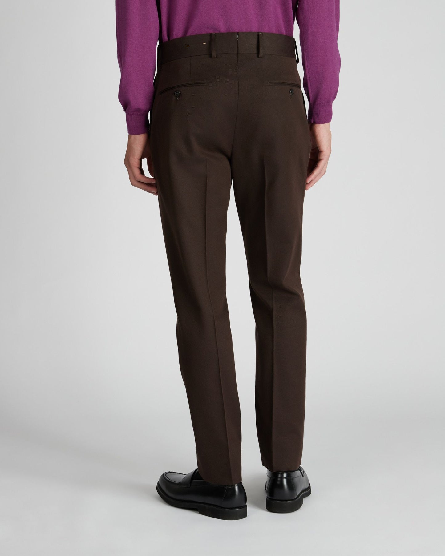 Regular fit wool and cotton drill trousers