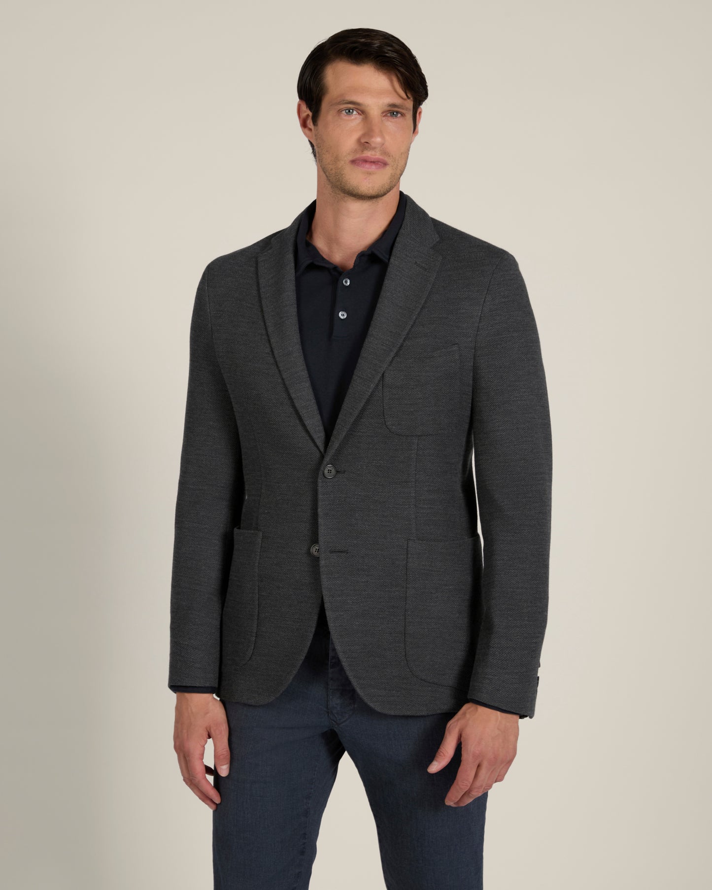 Slim-Fit Sakko aus Hopsack-Jersey