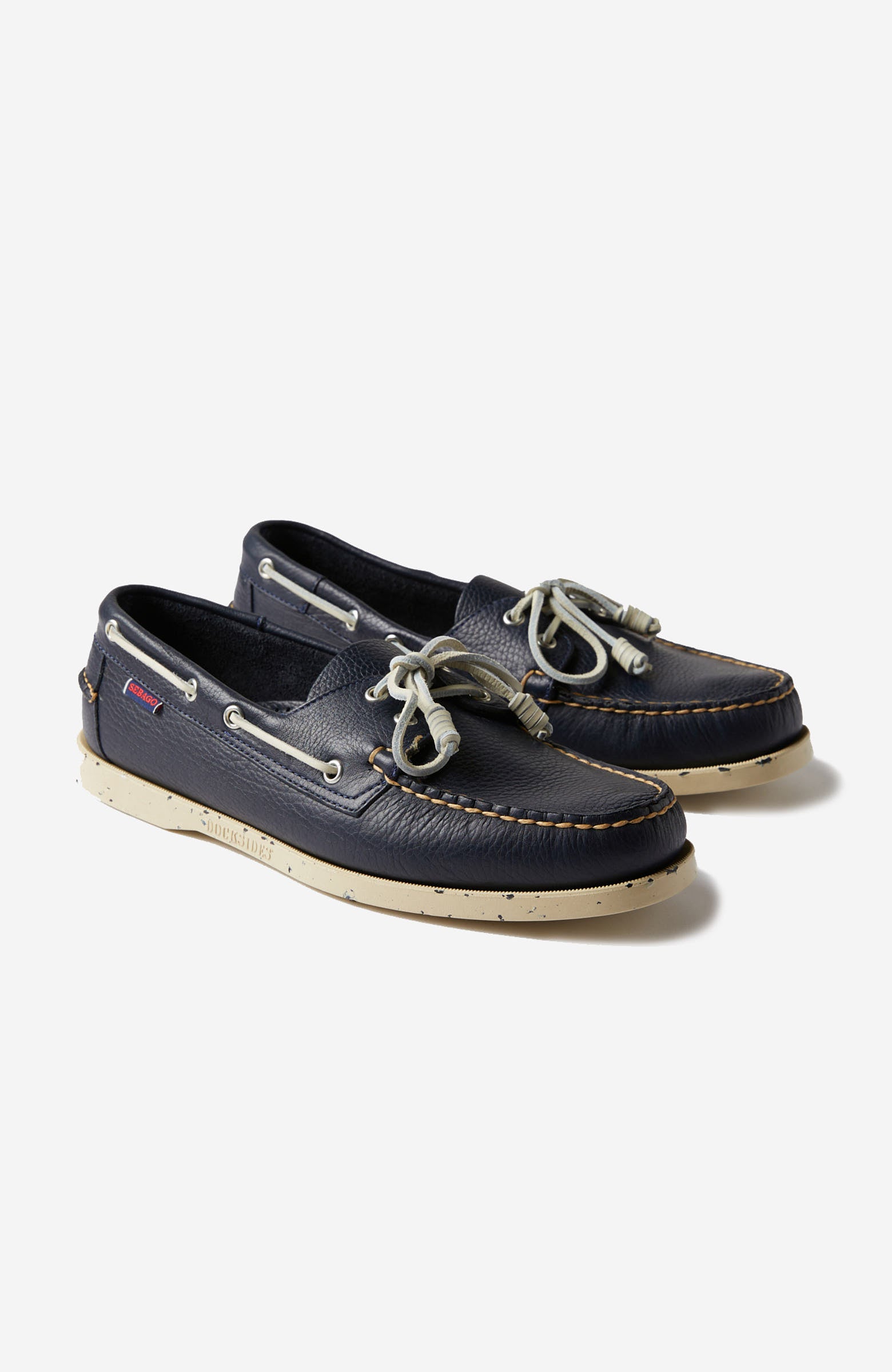 Sebago Slowear Chaussures bateau en cuir martelé bleu foncé