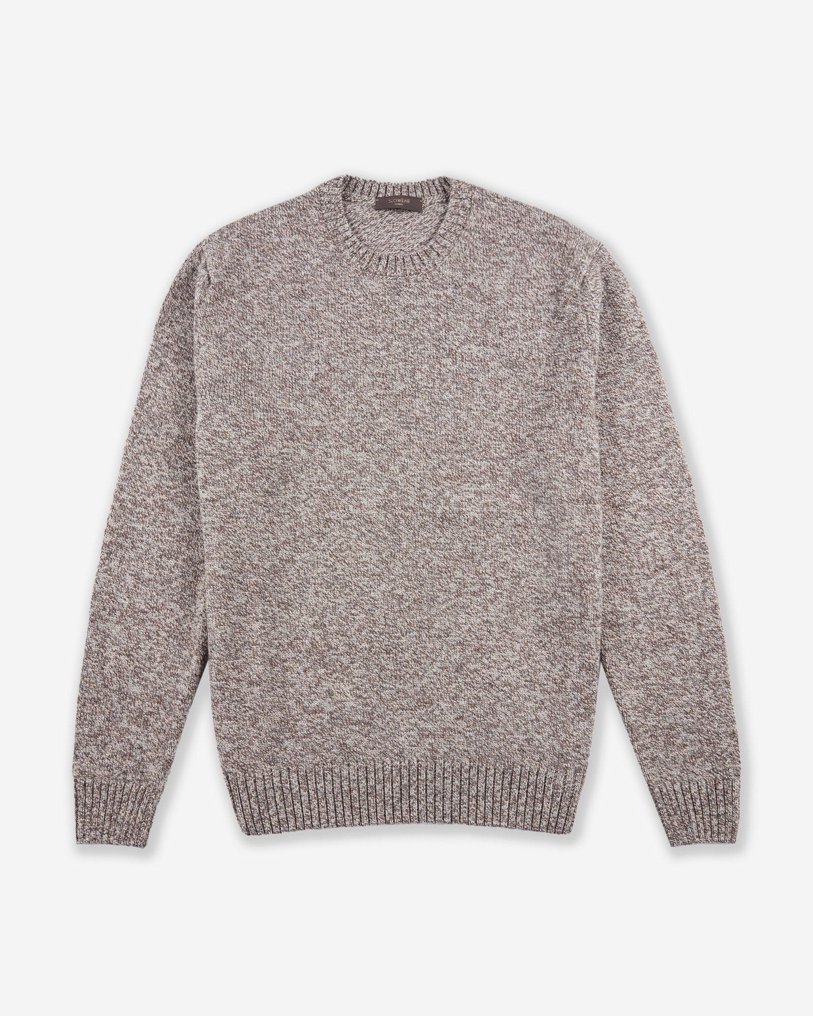 Zanone Slim fit Geelong wool crewneck sweater dark brown/beige