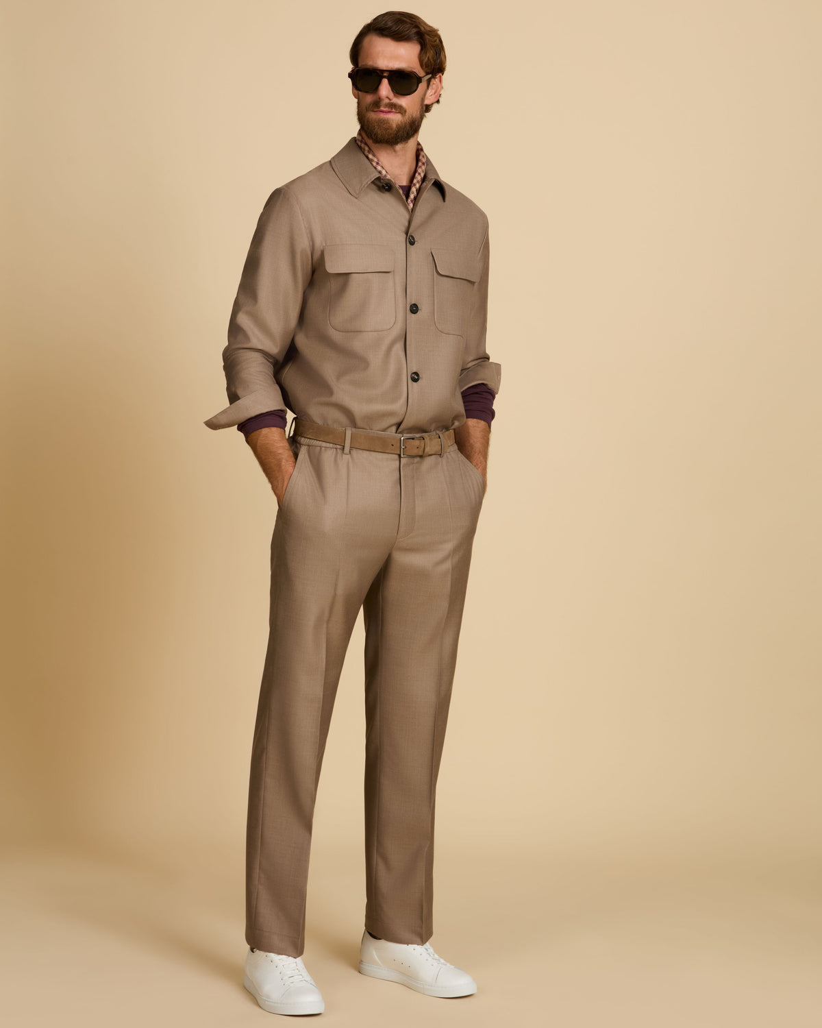 Overshirt aus Woll-Seiden-Twill