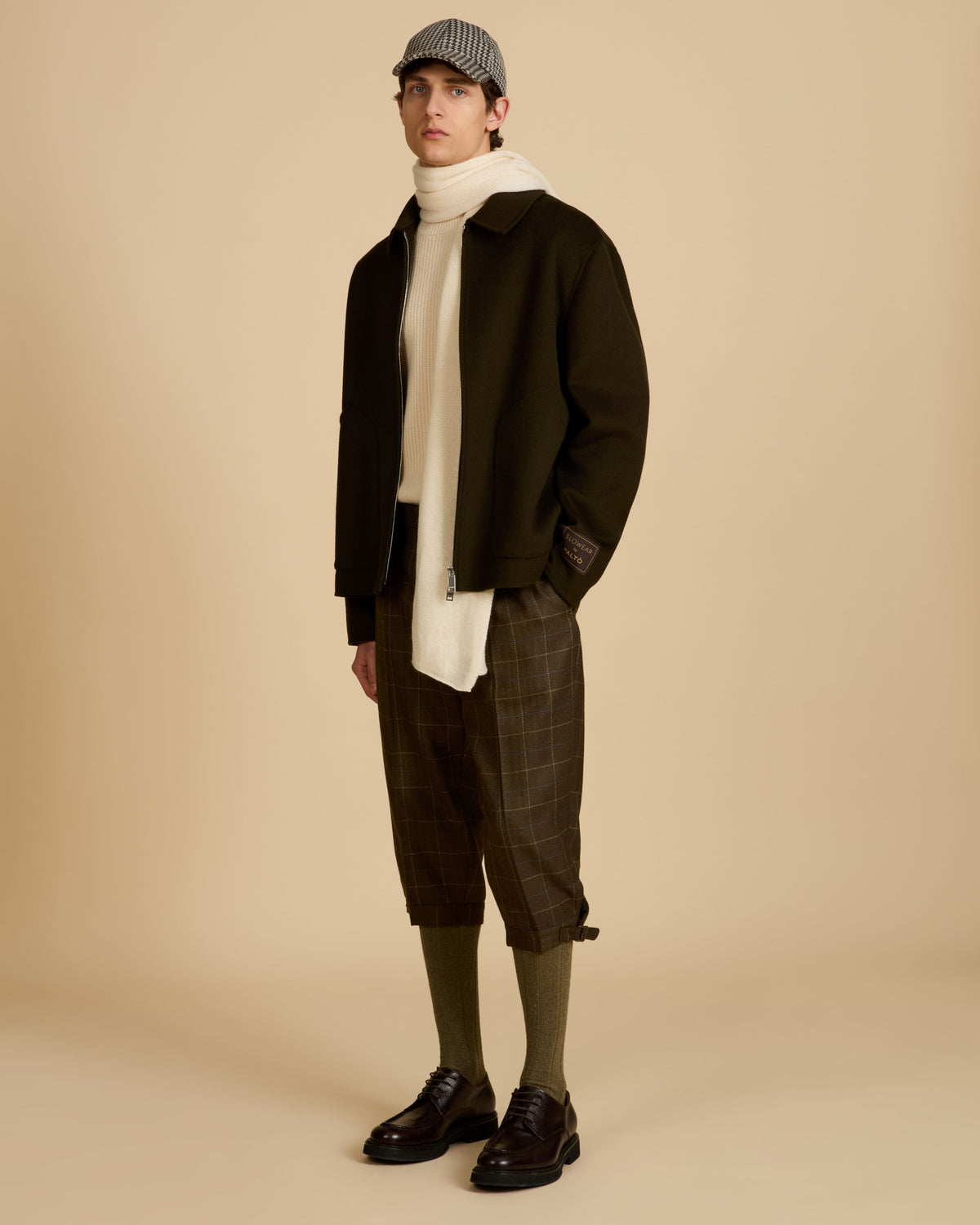 Pantalon zouave coupe droite en tweed de laine