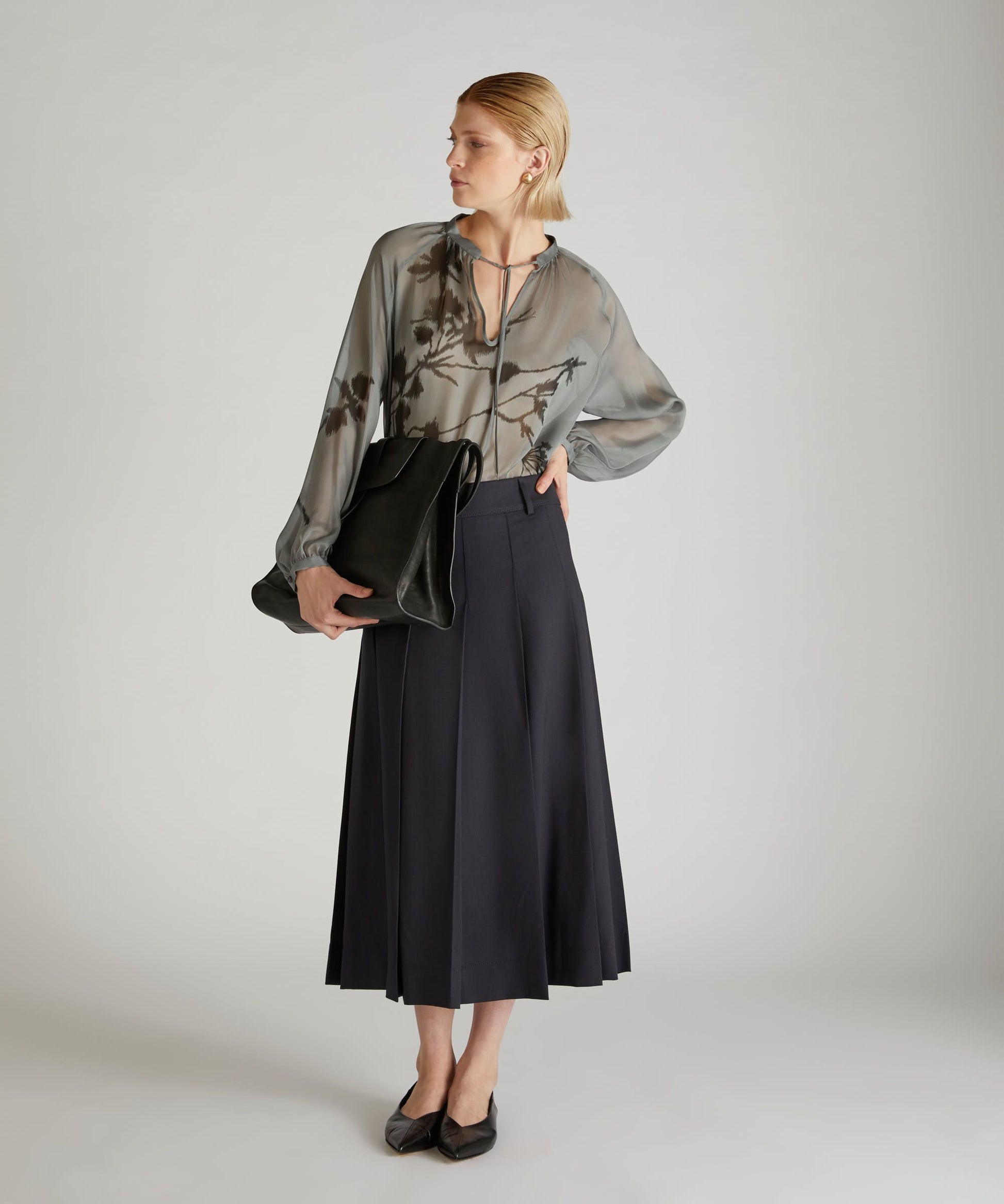 Incotex - Wool twill skirt - dark blue – Slowear
