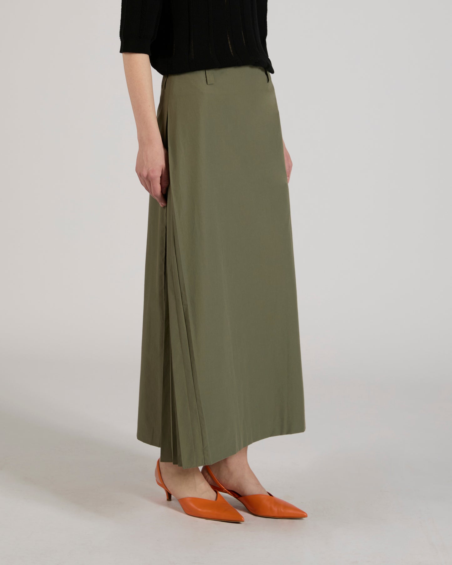 Pencil skirt in cotton and technical fabric