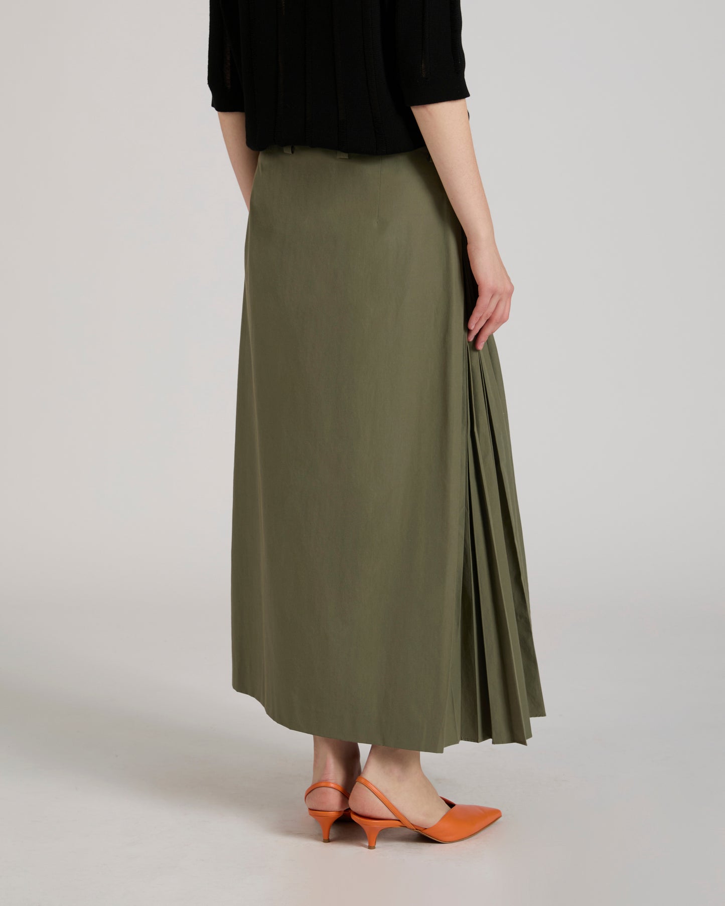 Pencil skirt in cotton and technical fabric