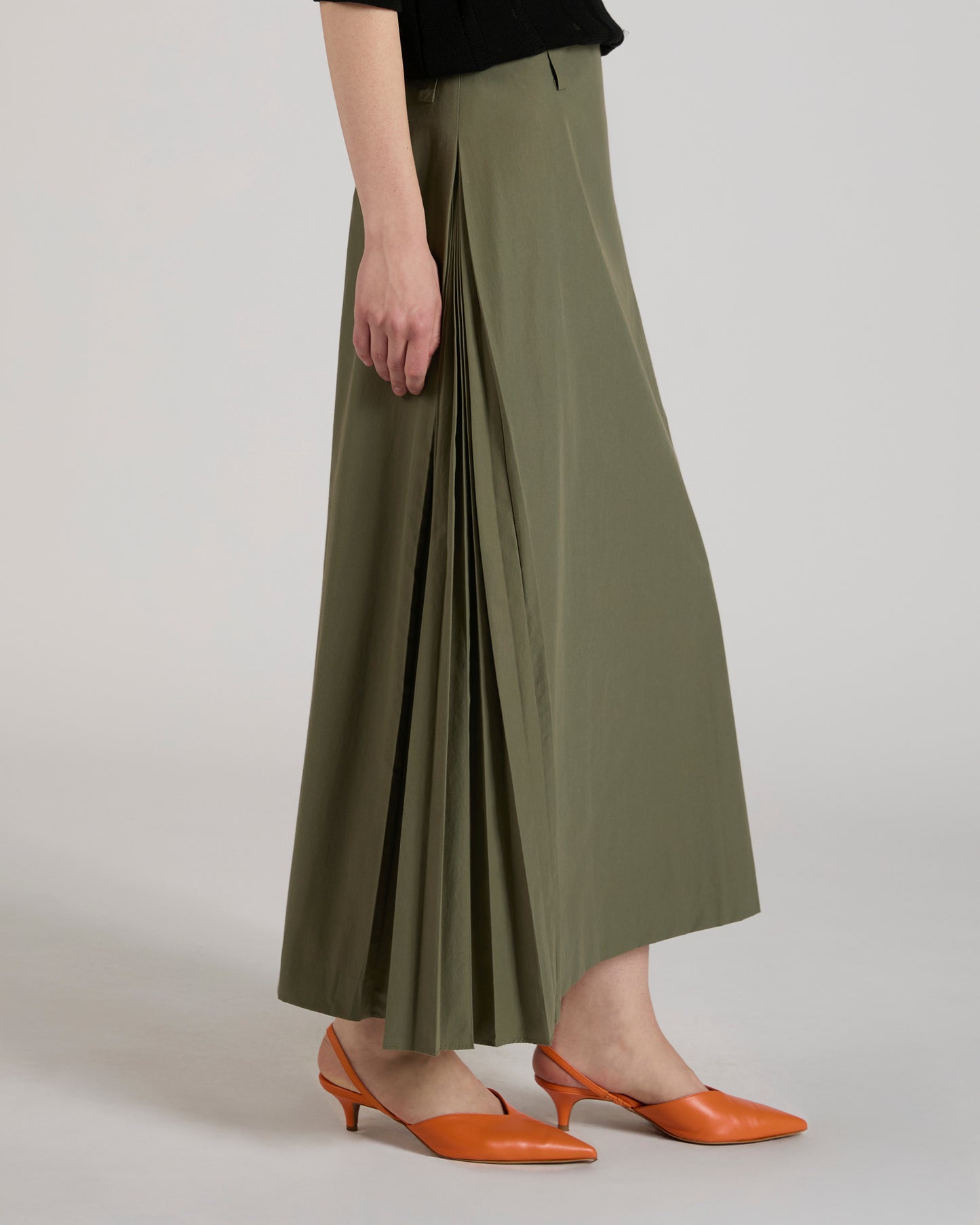 Pencil skirt in cotton and technical fabric