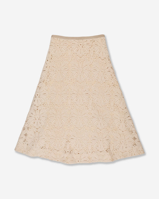 Incotex - Wide fit skirt in macramé lace - champagne