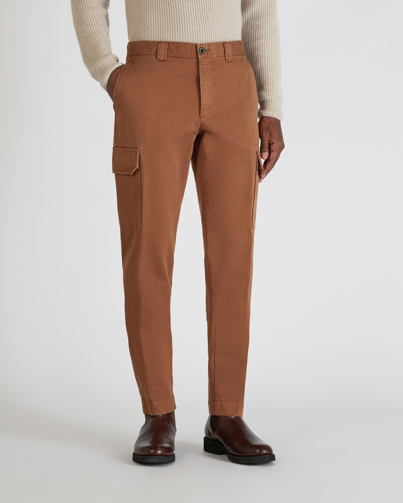 Tapered fit cotton trousers