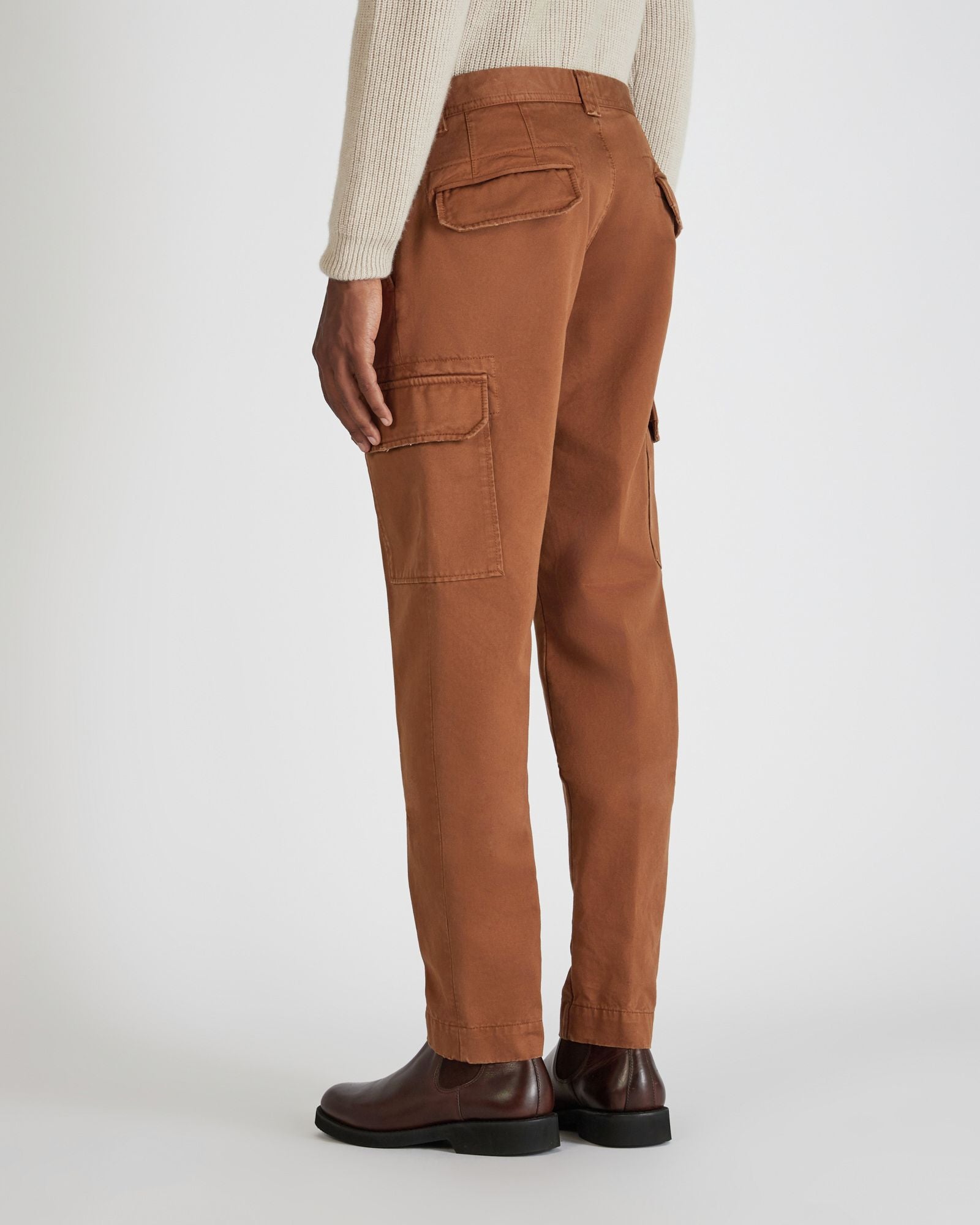 Tapered fit cotton trousers