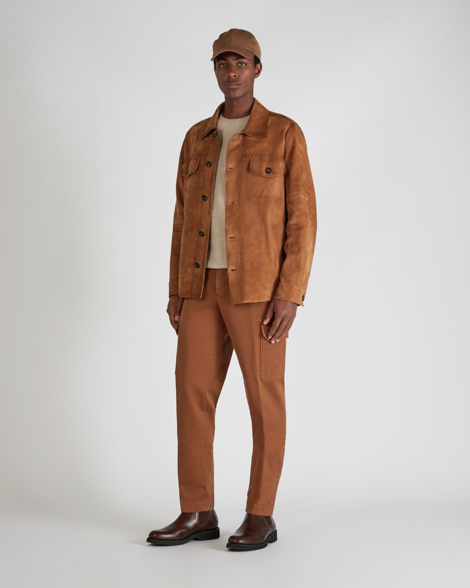 Tapered fit cotton trousers