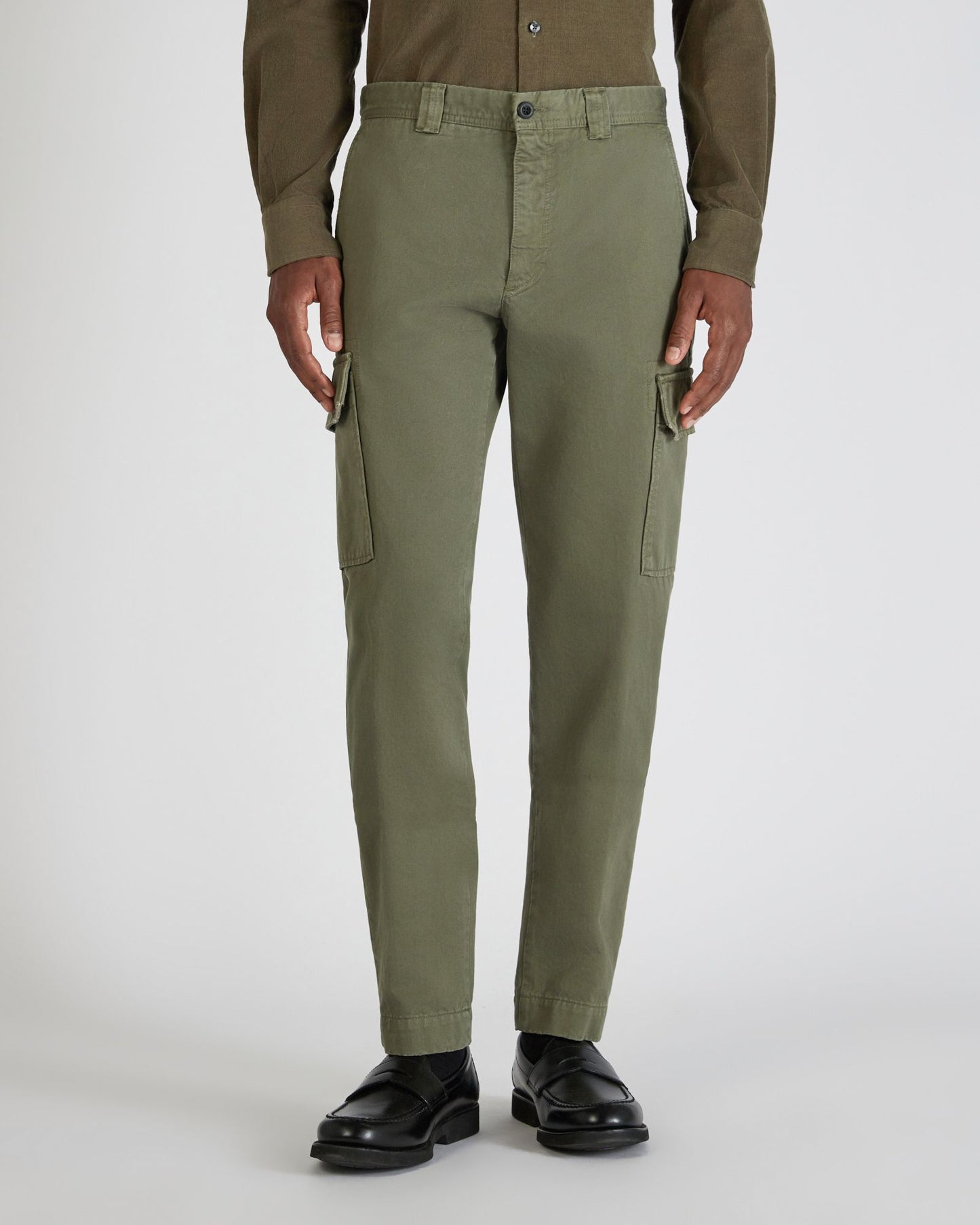 Tapered fit cotton trousers