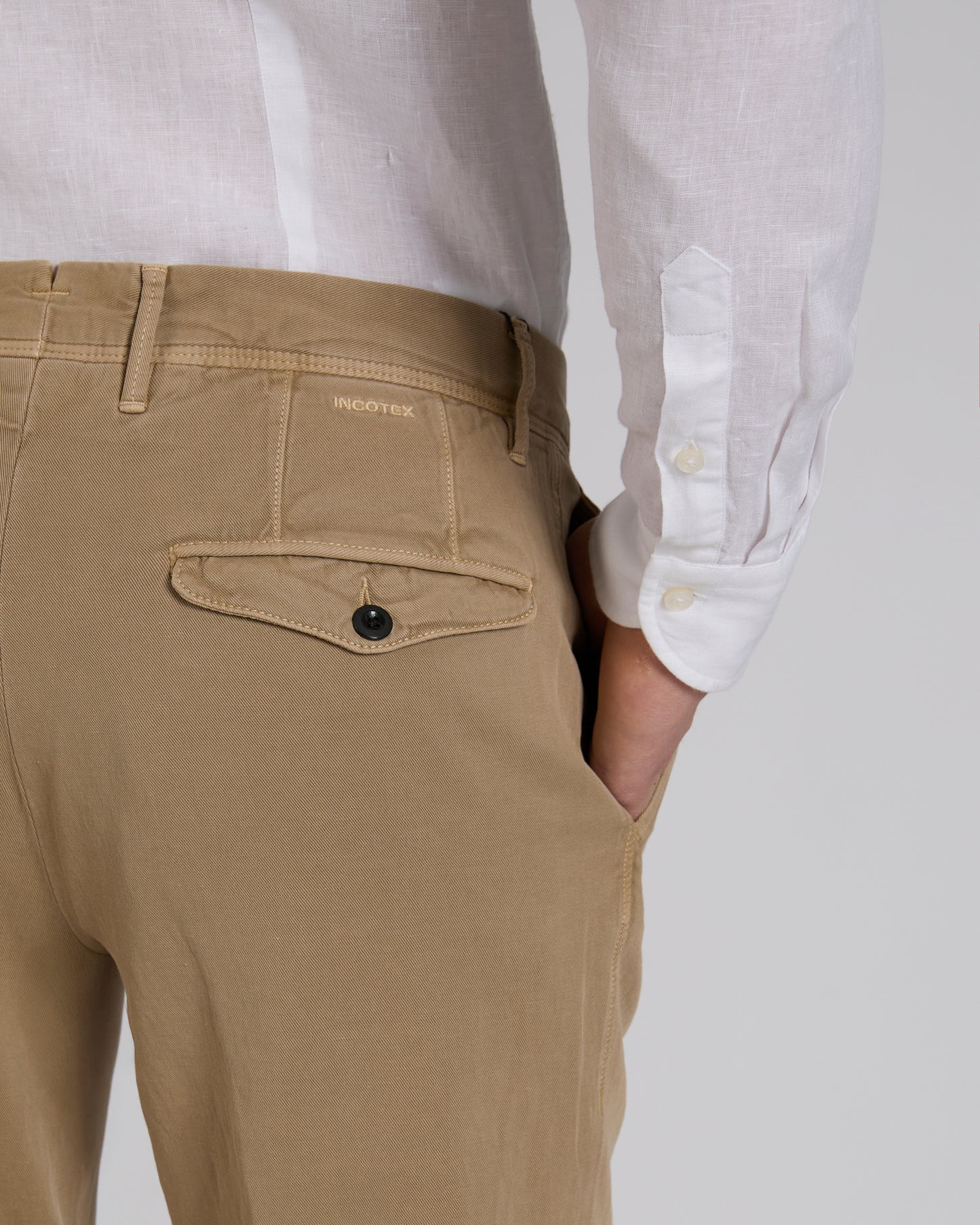 Tapered fit cotton trousers