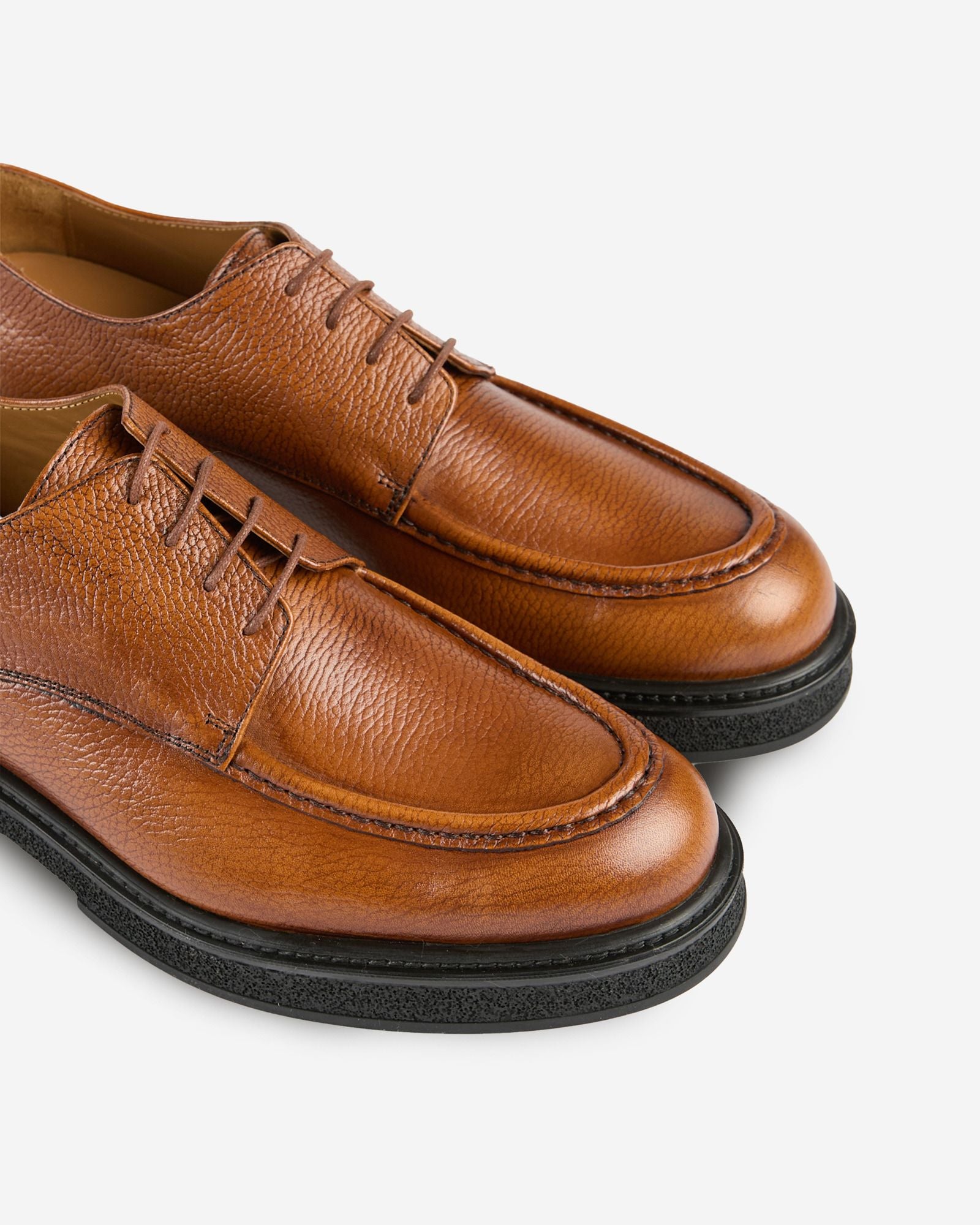 Slowear - Lace-up shoe in hammered leather - medium burnt