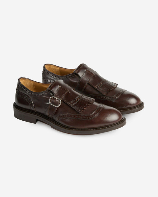 Slowear - Monk strap shoe in leather - dark brown
