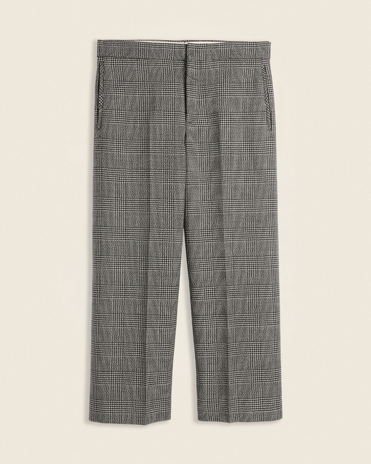 Pantalon sans couture extérieure en laine Prince-de-Galles