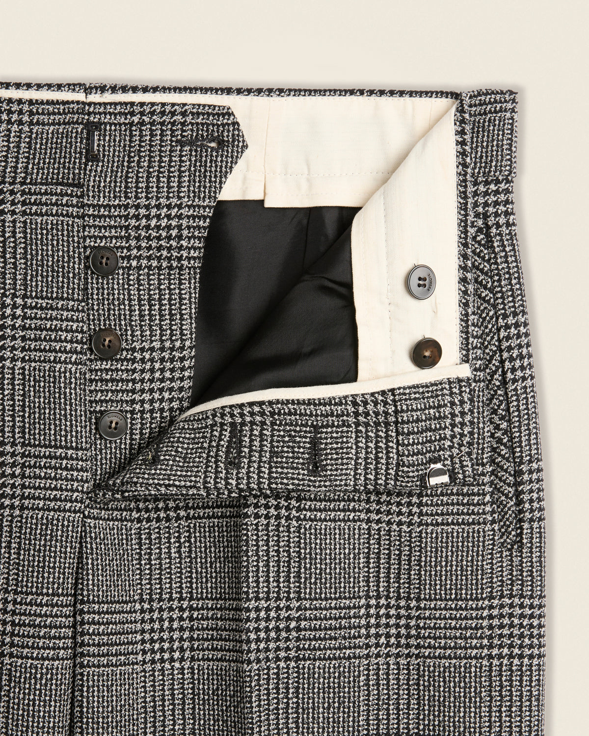 Pantalon sans couture extérieure en laine Prince-de-Galles