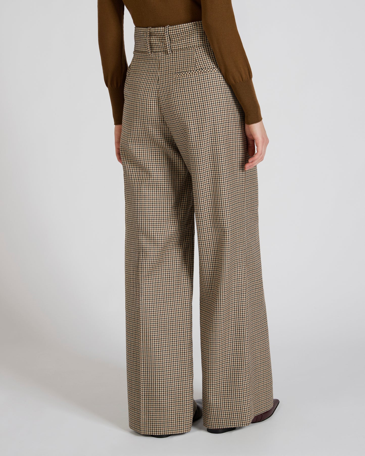 Wide fit trousers in wool twill