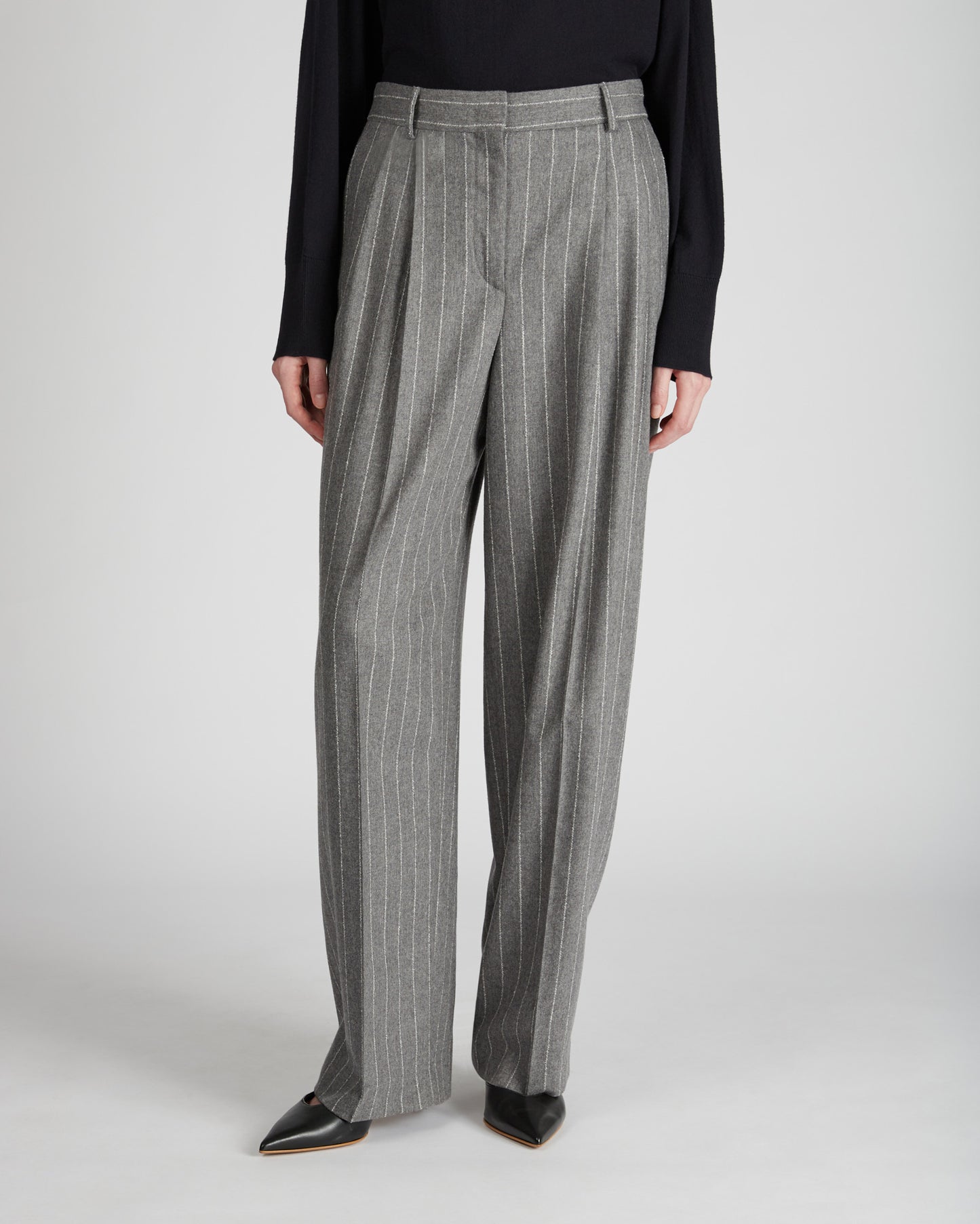 Wide fit flannel trousers