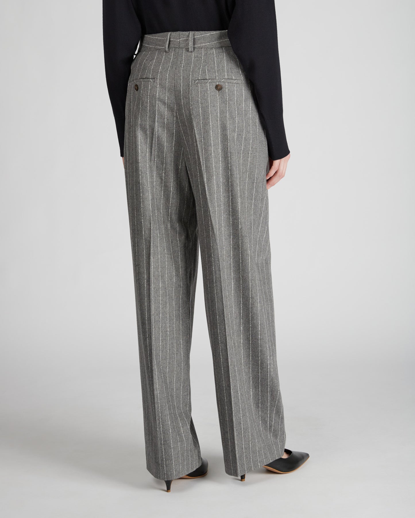 ピンストライプフランネル・ワイドフィットパンツ