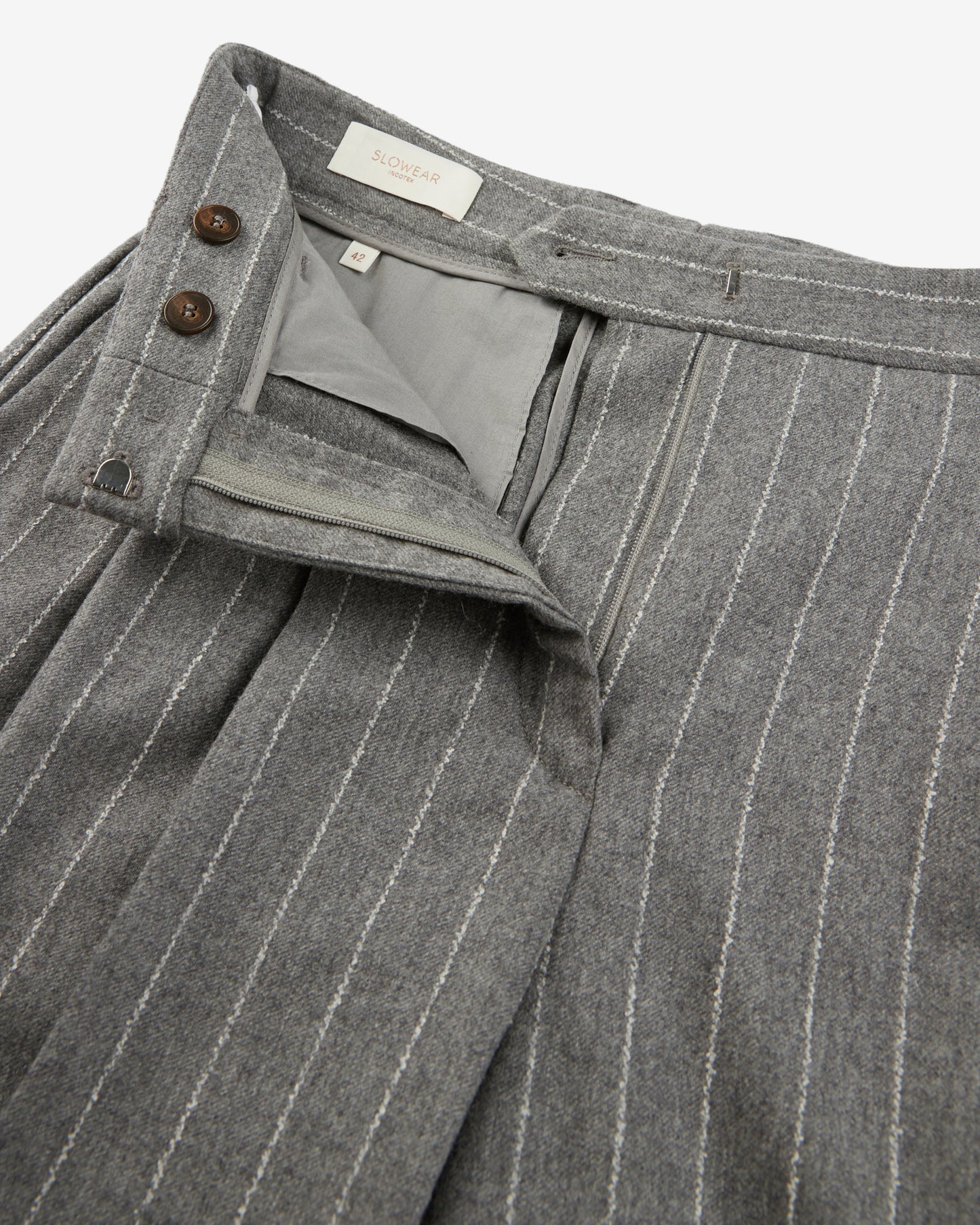 Incotex Pantalone wide fit in flanella gessata grigio chiaro