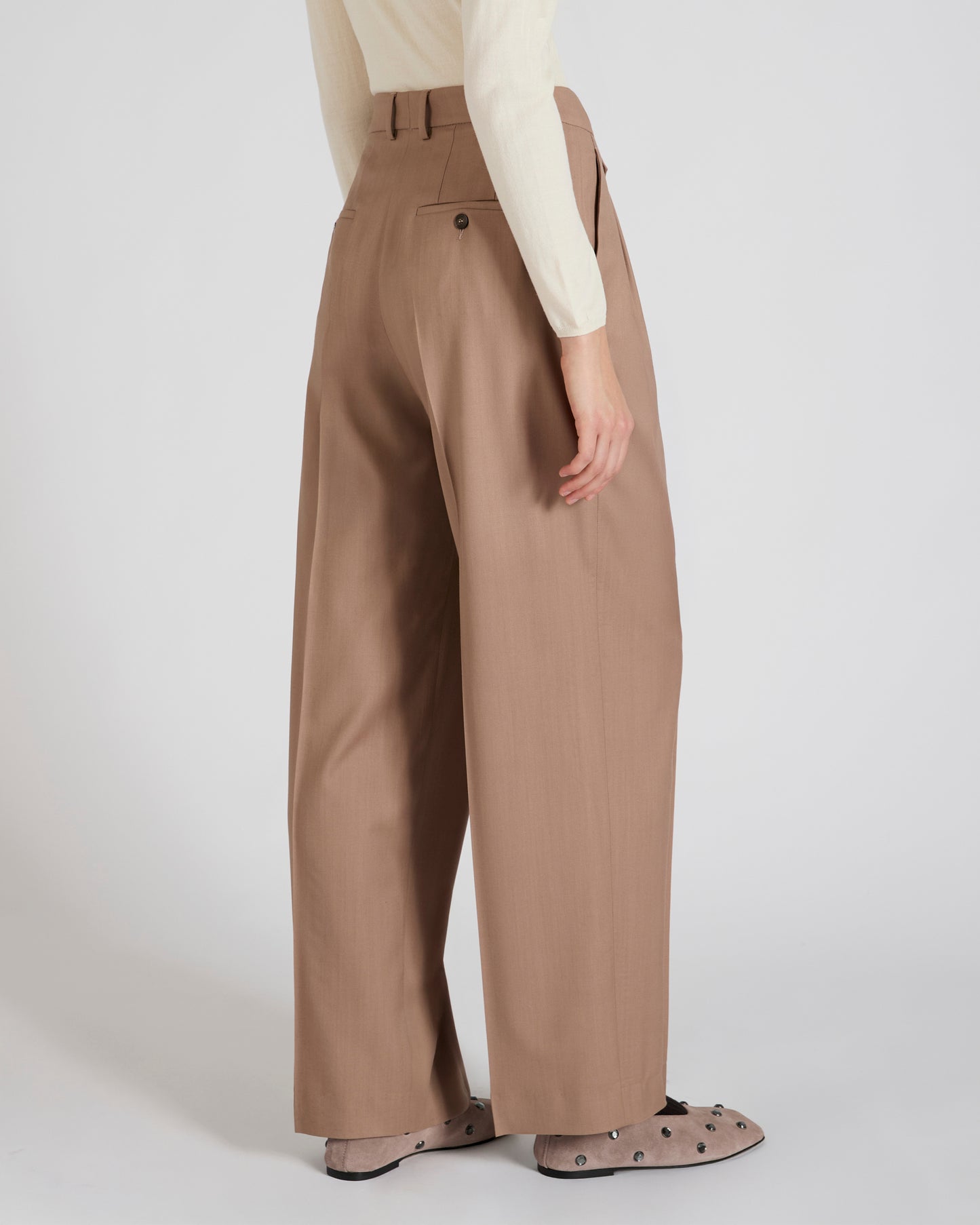 ウール平織りワイドフィットパンツ