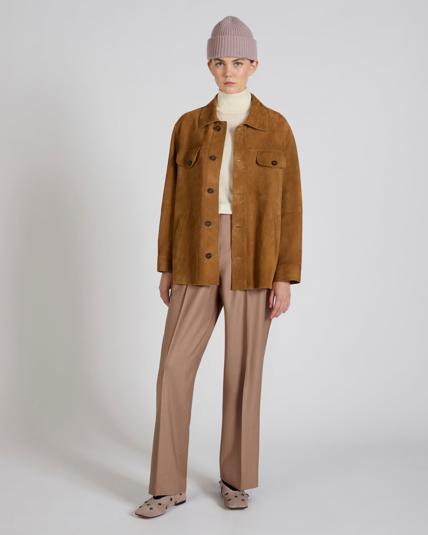 ウール平織りワイドフィットパンツ