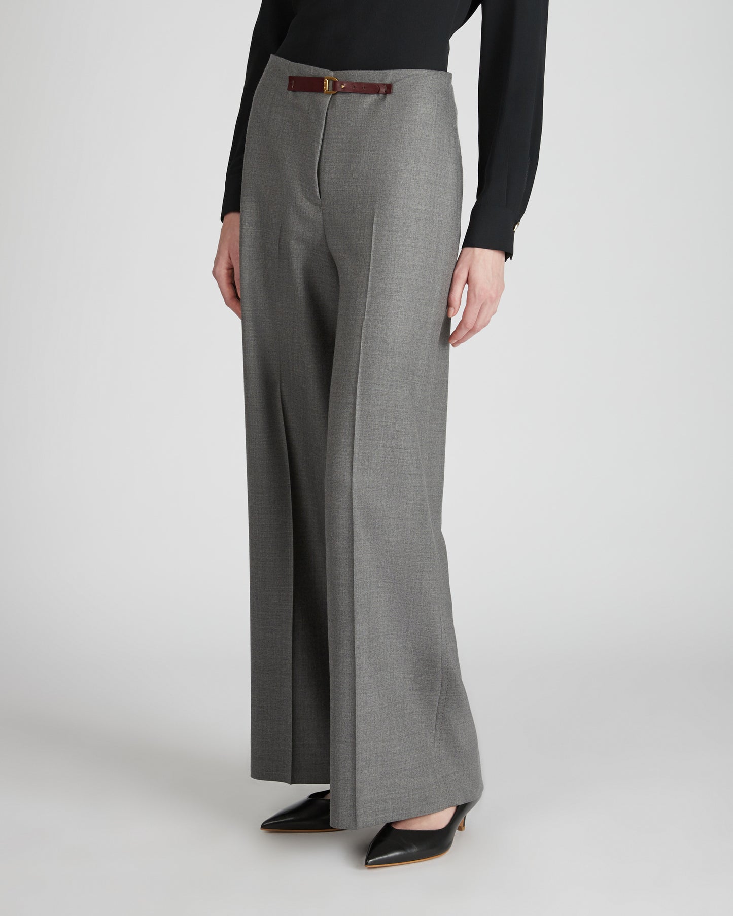 Wide fit trousers in stretch flannel