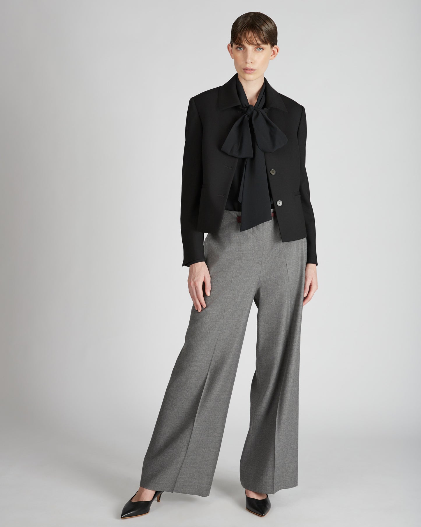 Wide fit trousers in stretch flannel