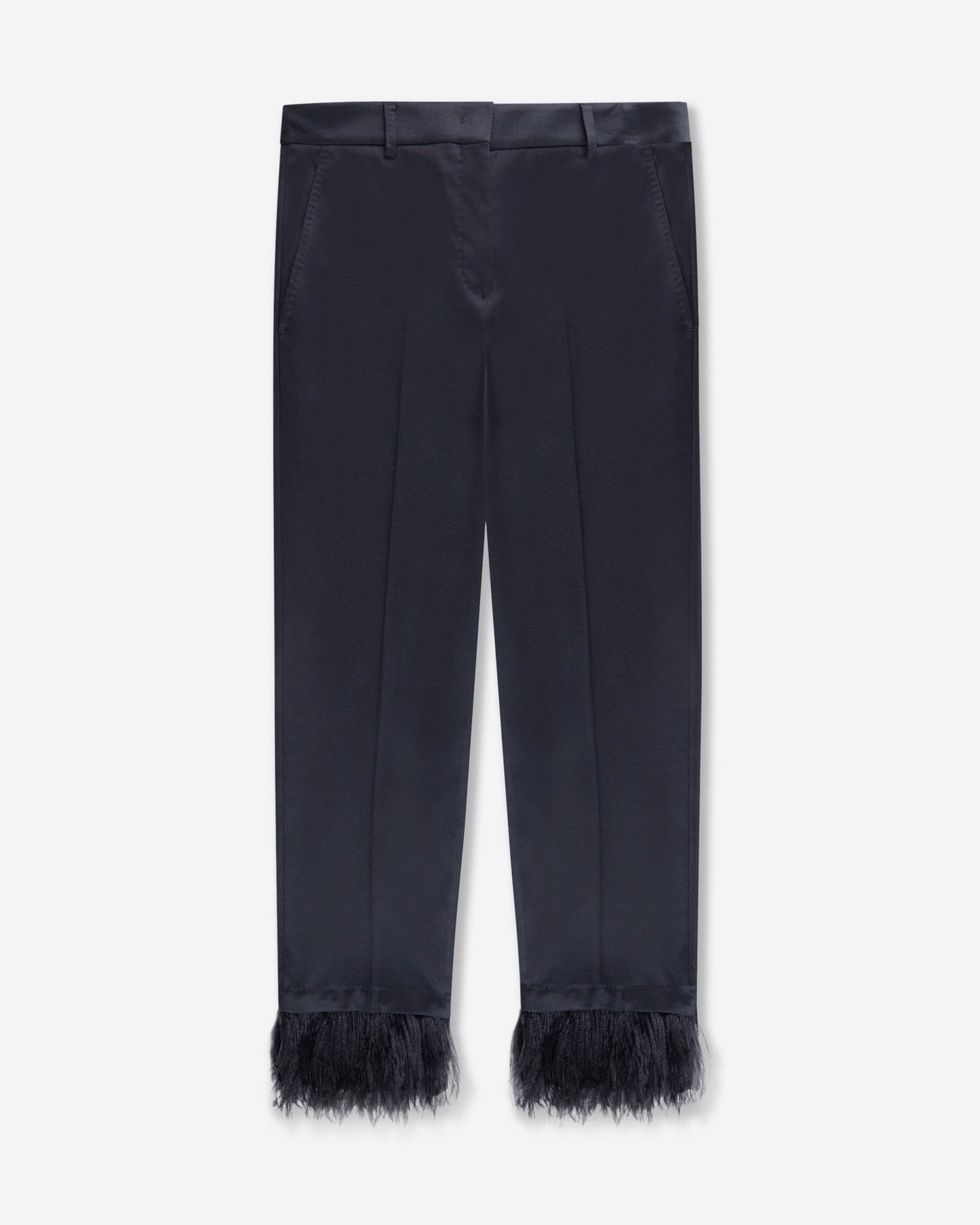 Regular fit shiny flannel trousers