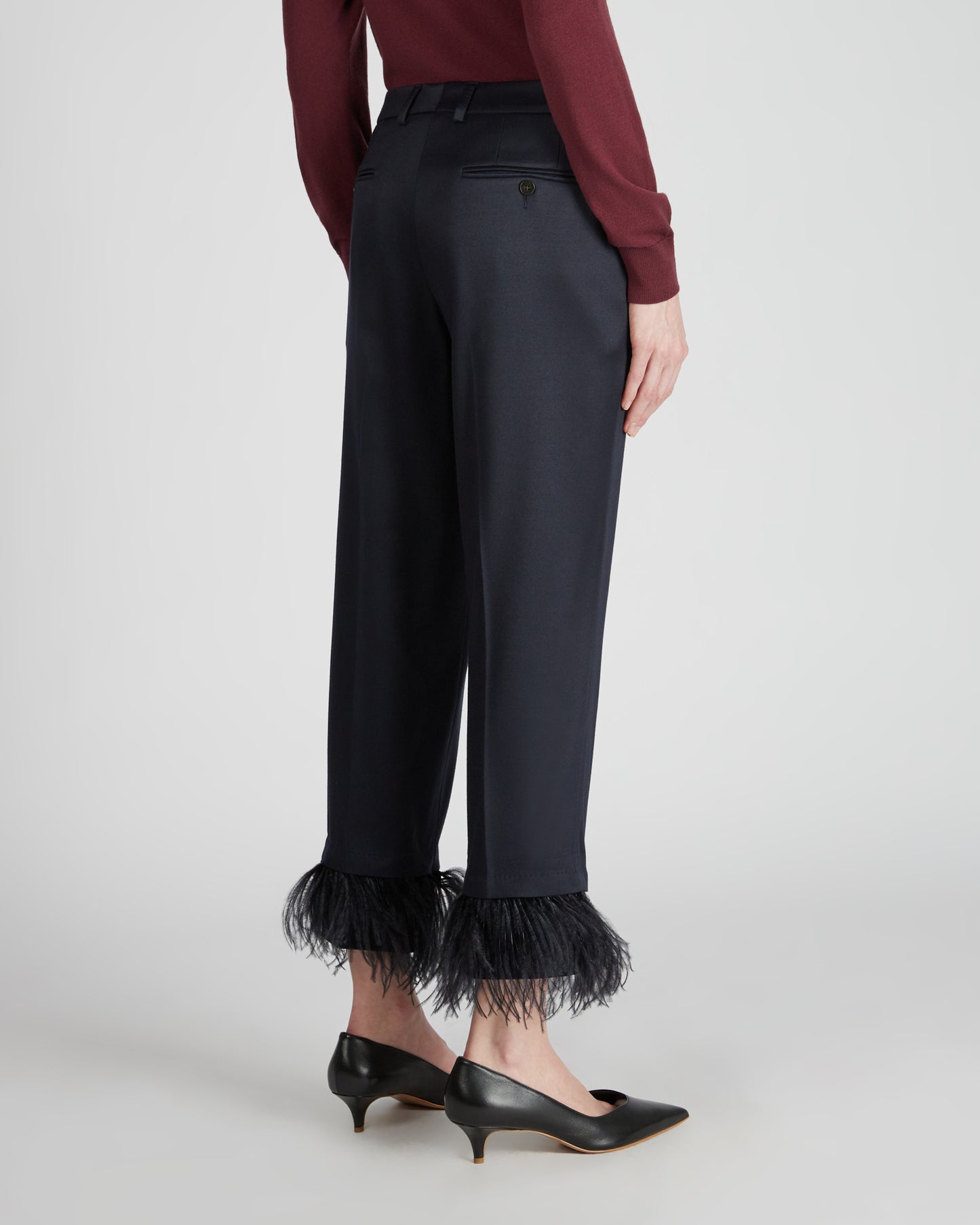 Regular fit shiny flannel trousers