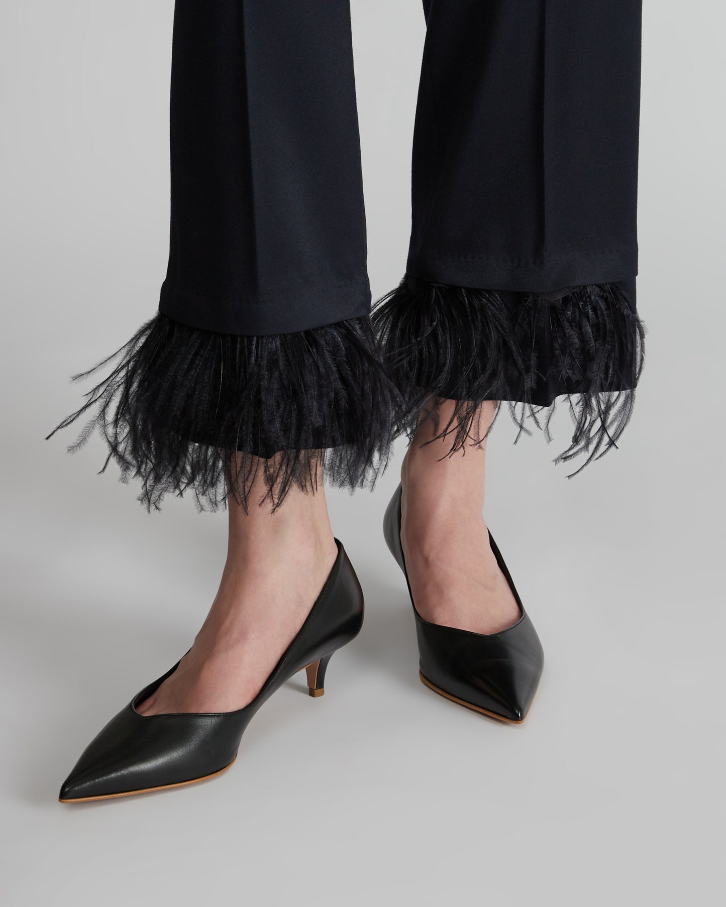 Regular fit shiny flannel trousers