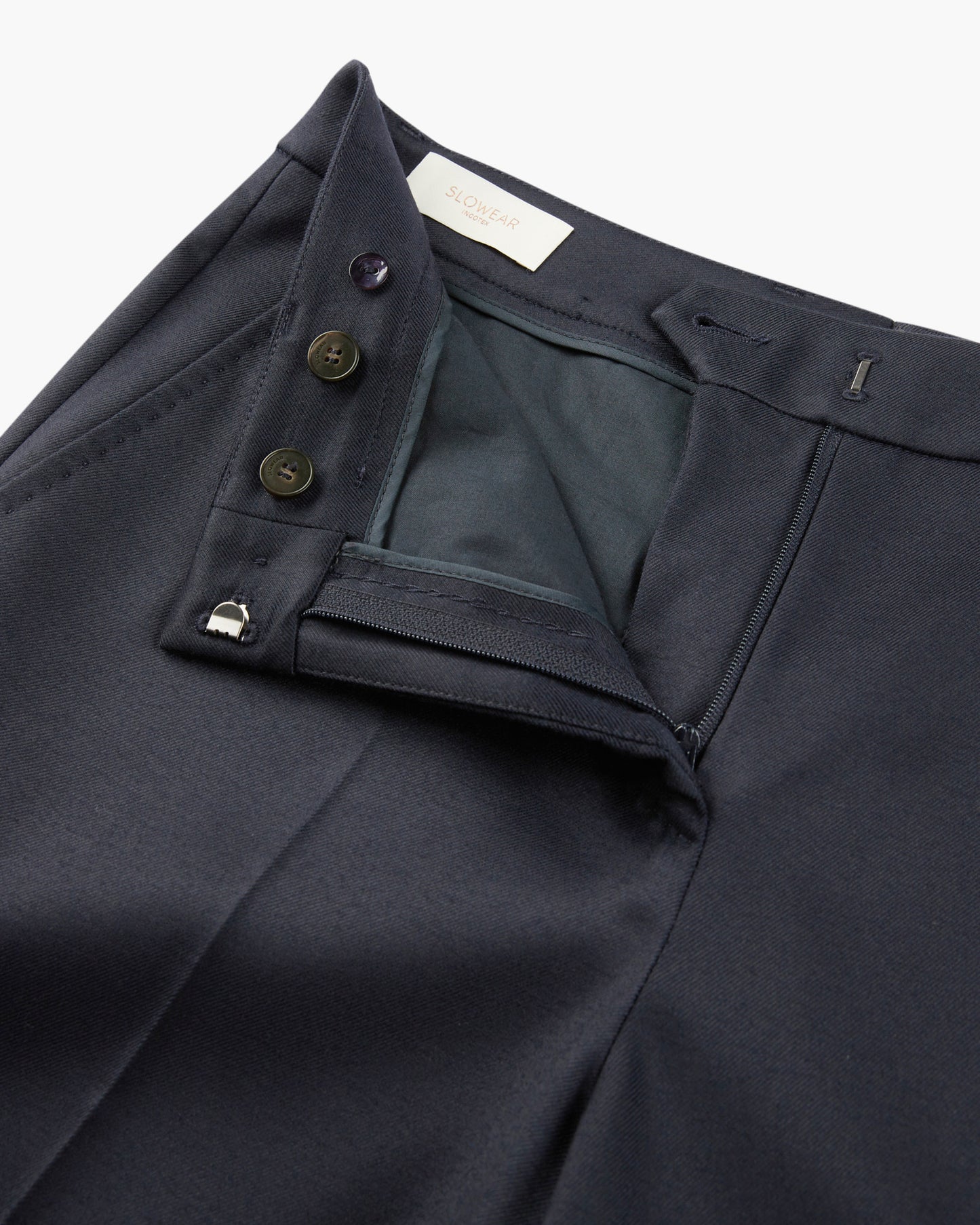 Regular fit shiny flannel trousers