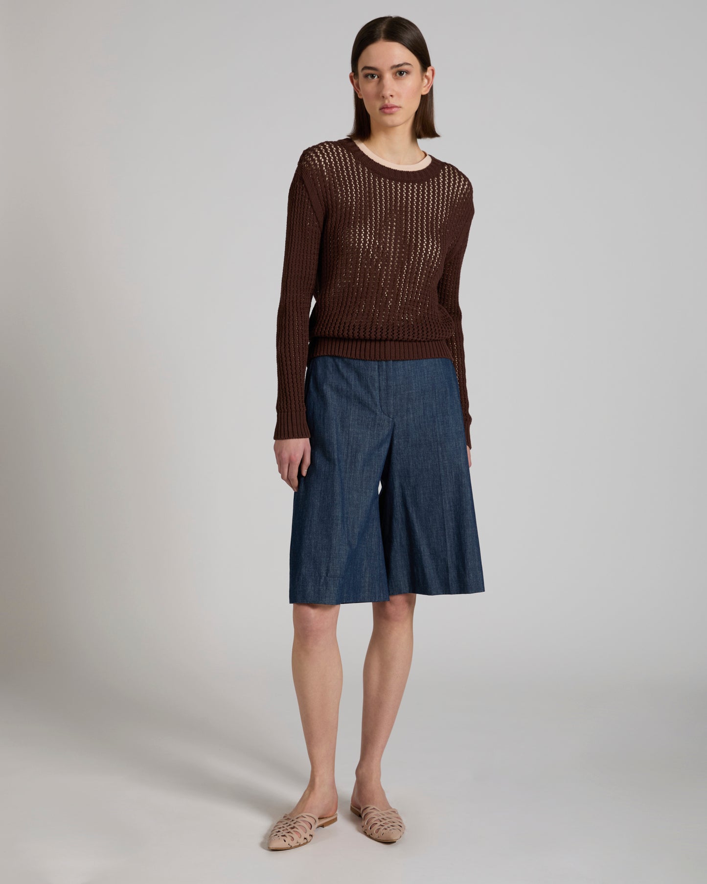 Wide fit Bermuda shorts in denim