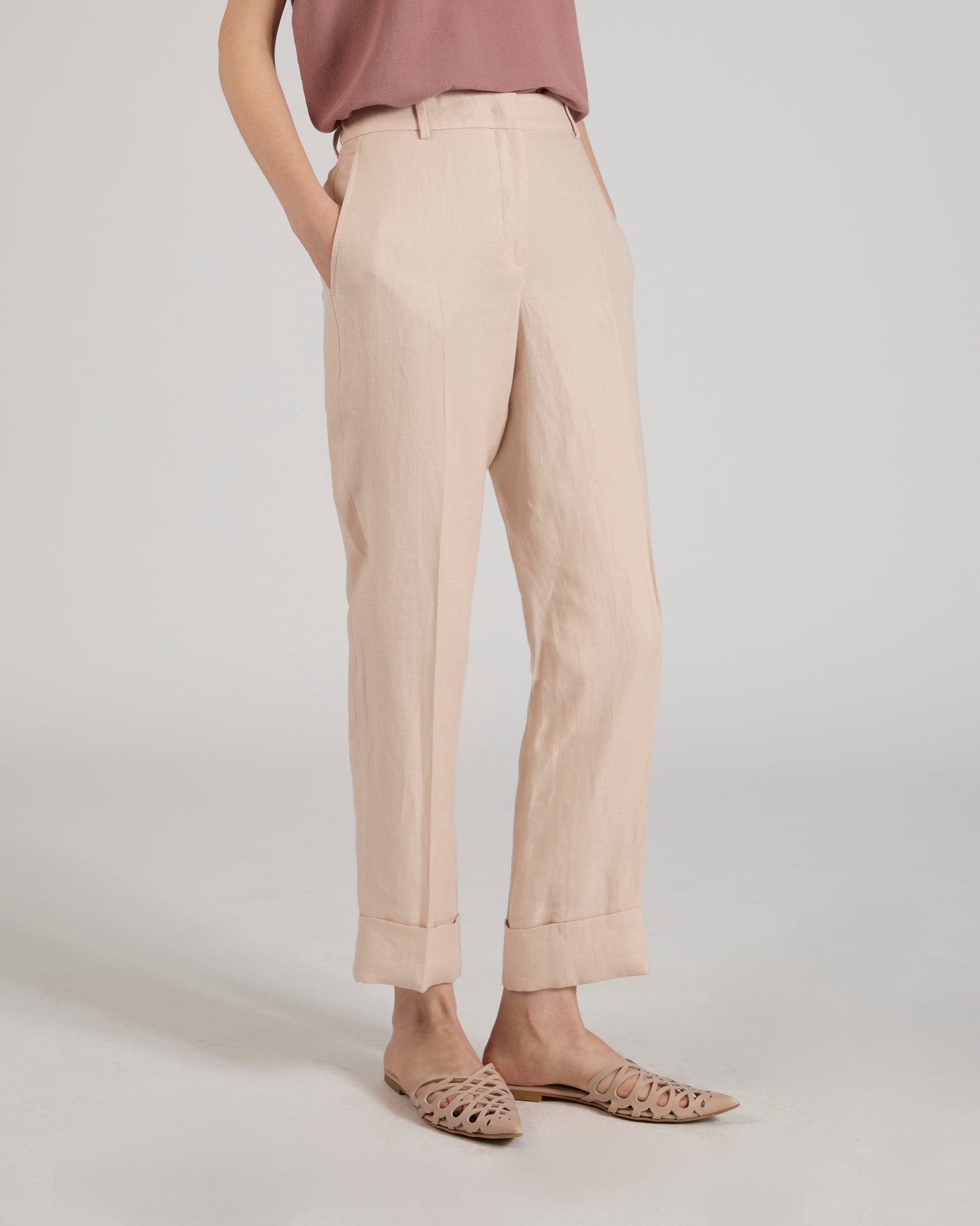 Regular fit linen trousers