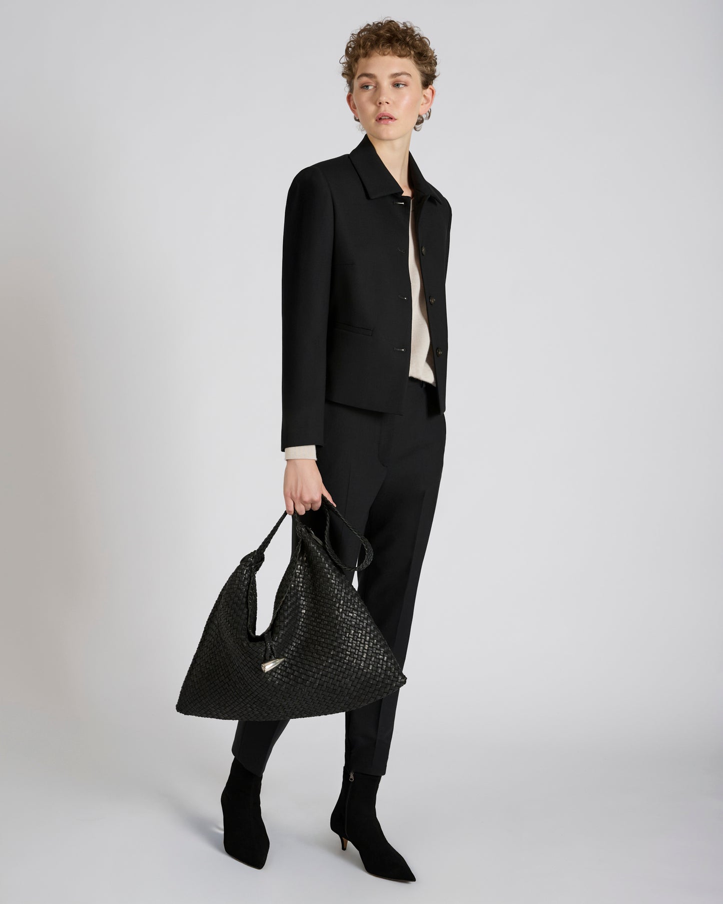 Regular fit trousers in two way stretch wool