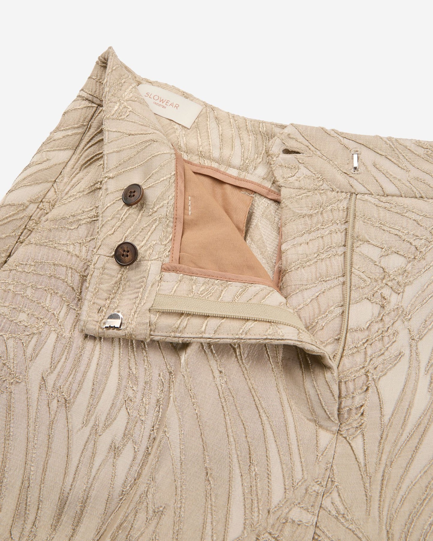 Incotex - Regular fit trousers in raised viscose jacquard - light beige