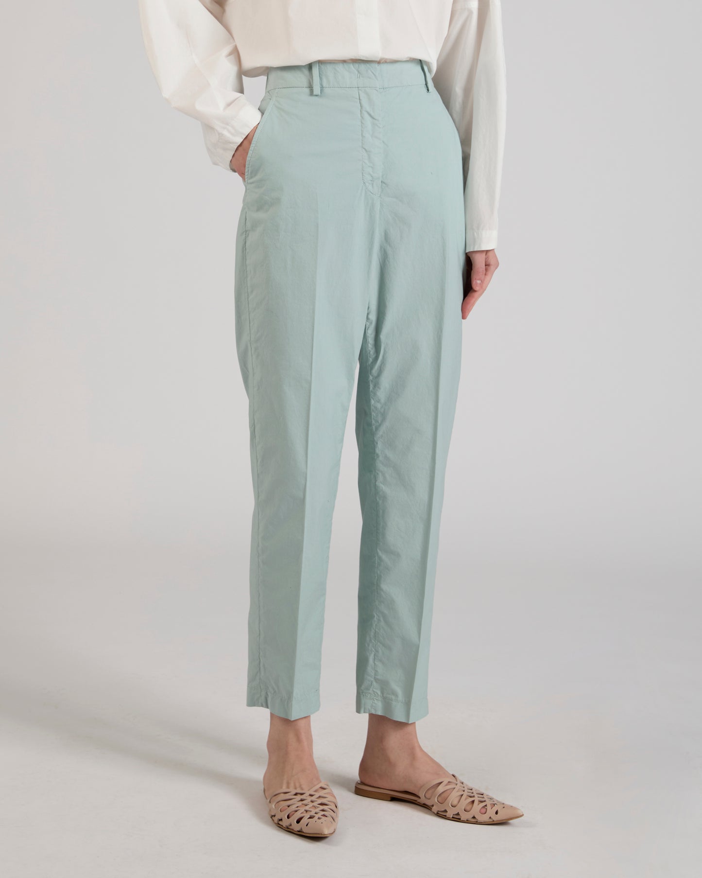 Regular fit cotton poplin trousers