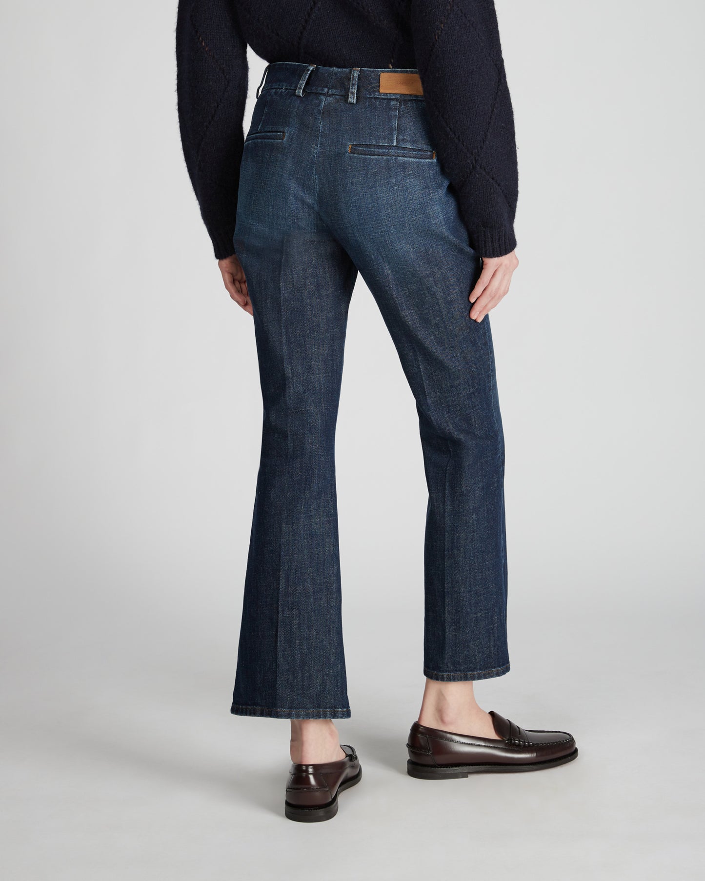 Stretch denim slim fit trousers