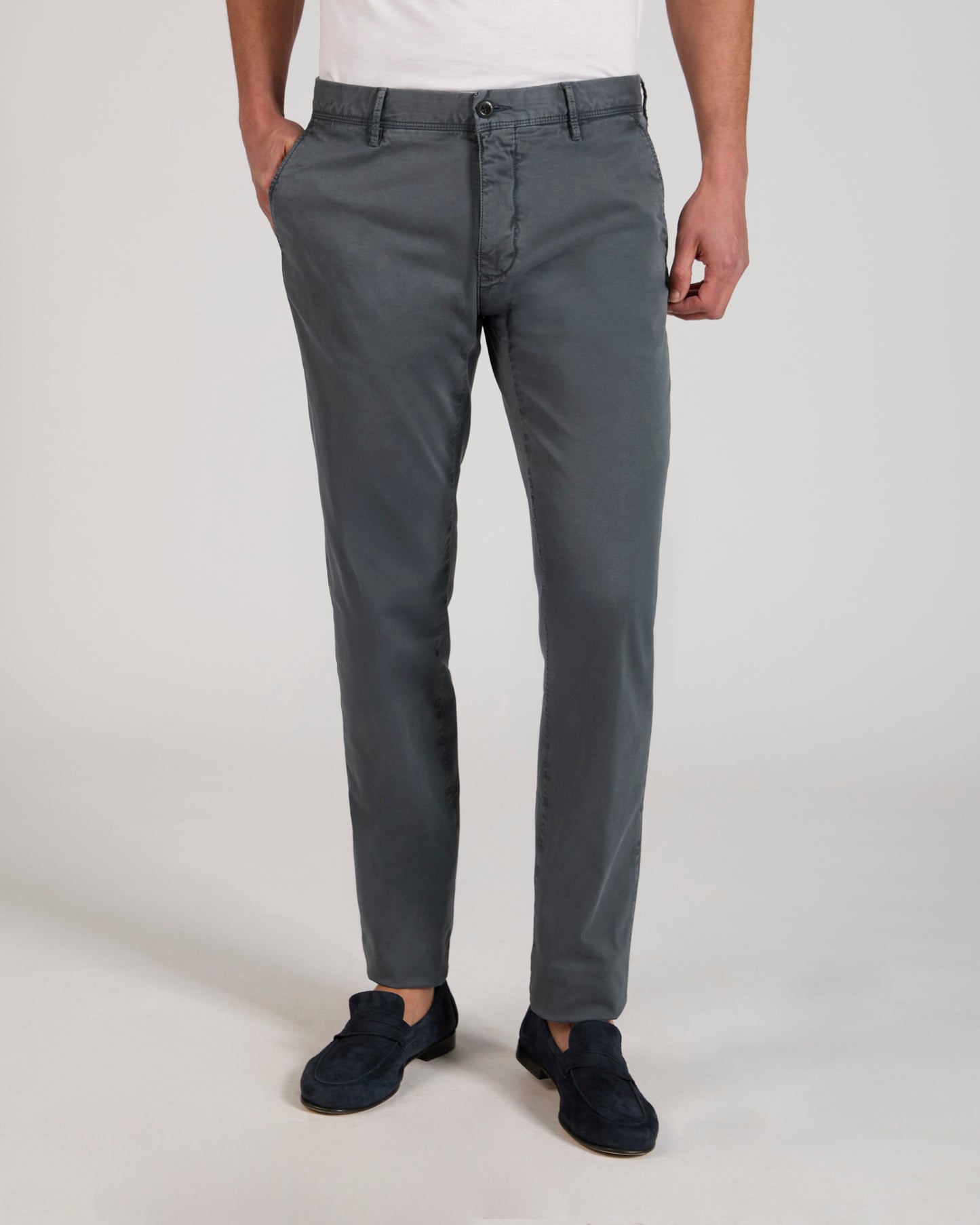 Slim-fit certified stretch gabardine trousers