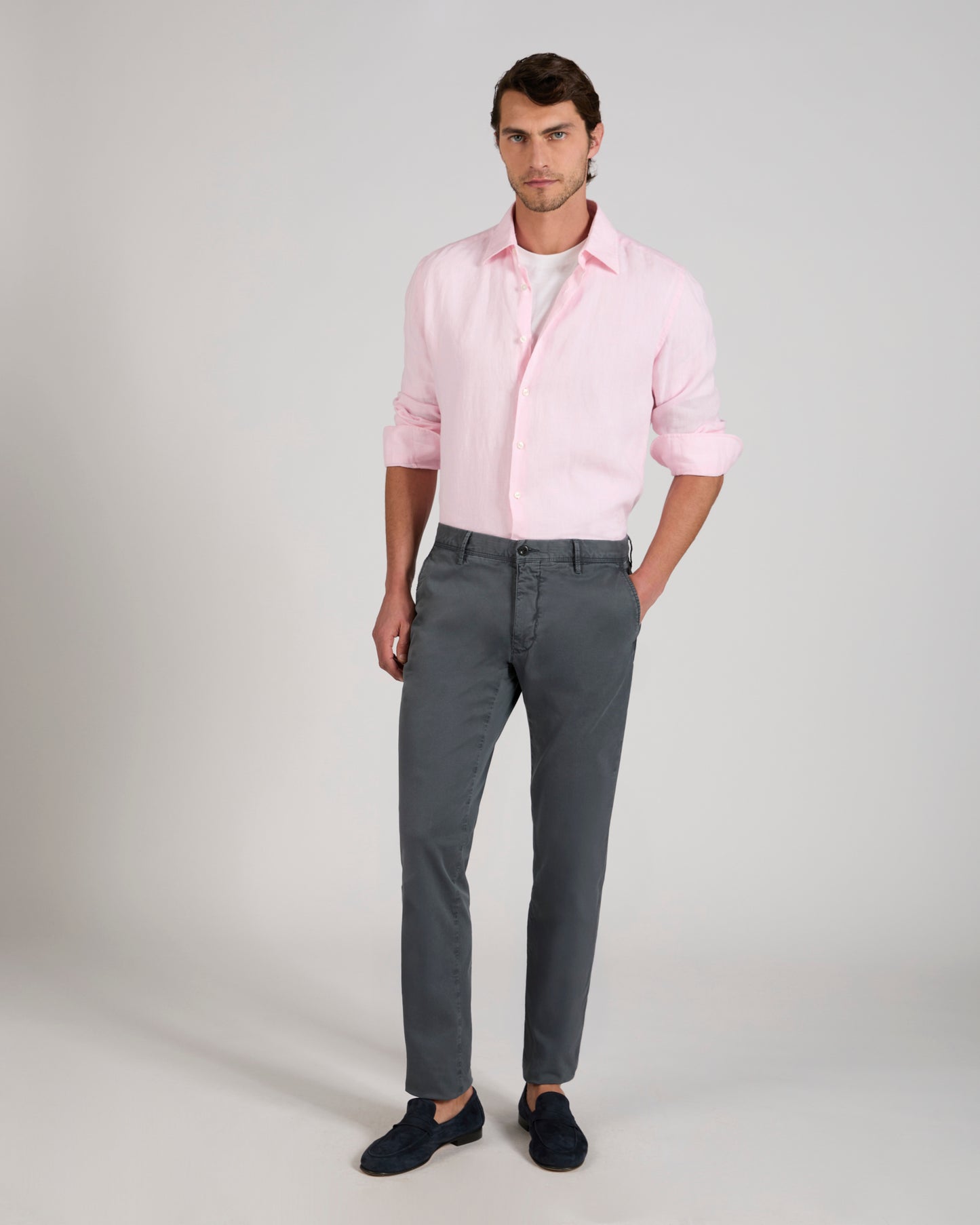 Slim-fit certified stretch gabardine trousers