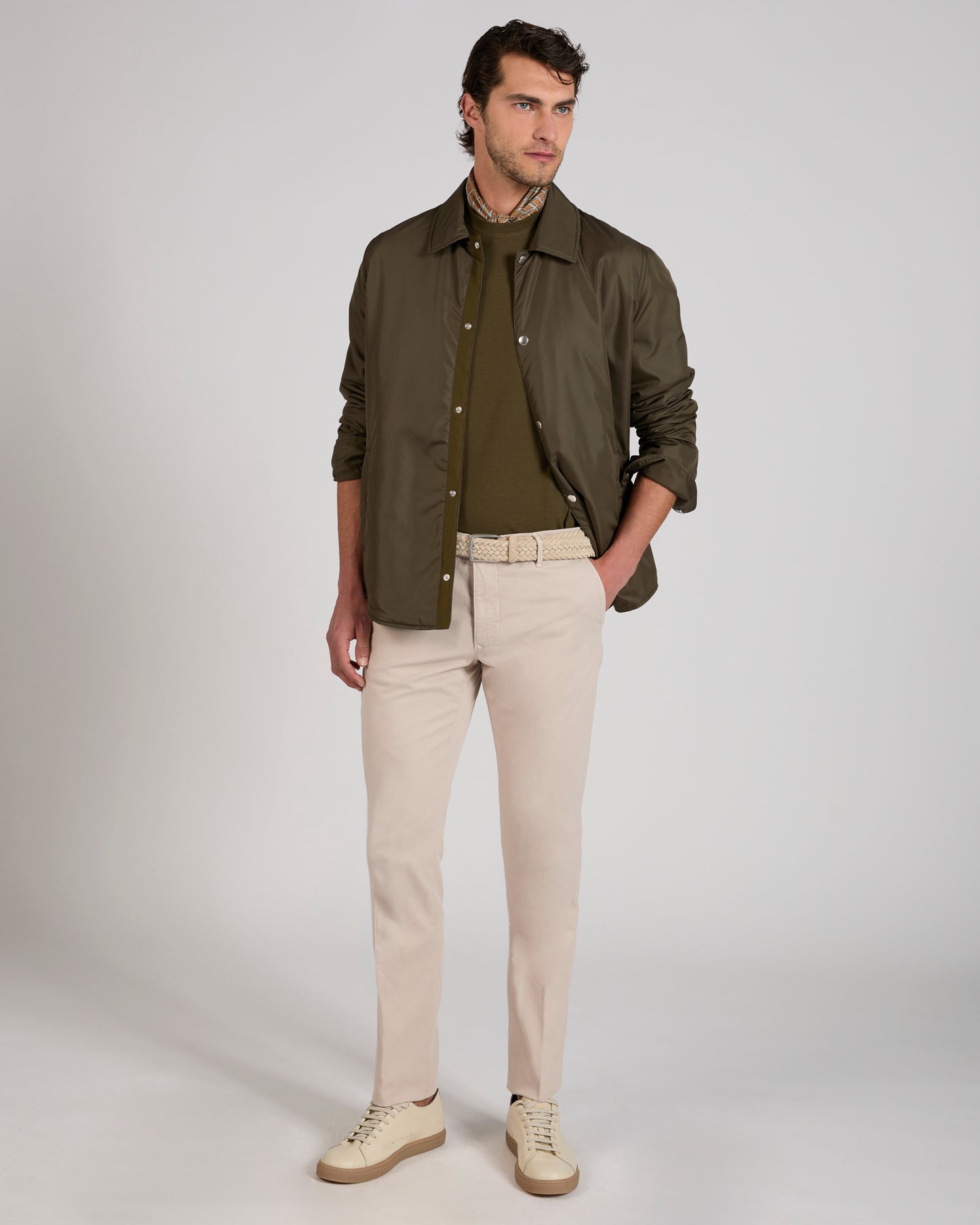 Slim fit stretch cotton trousers