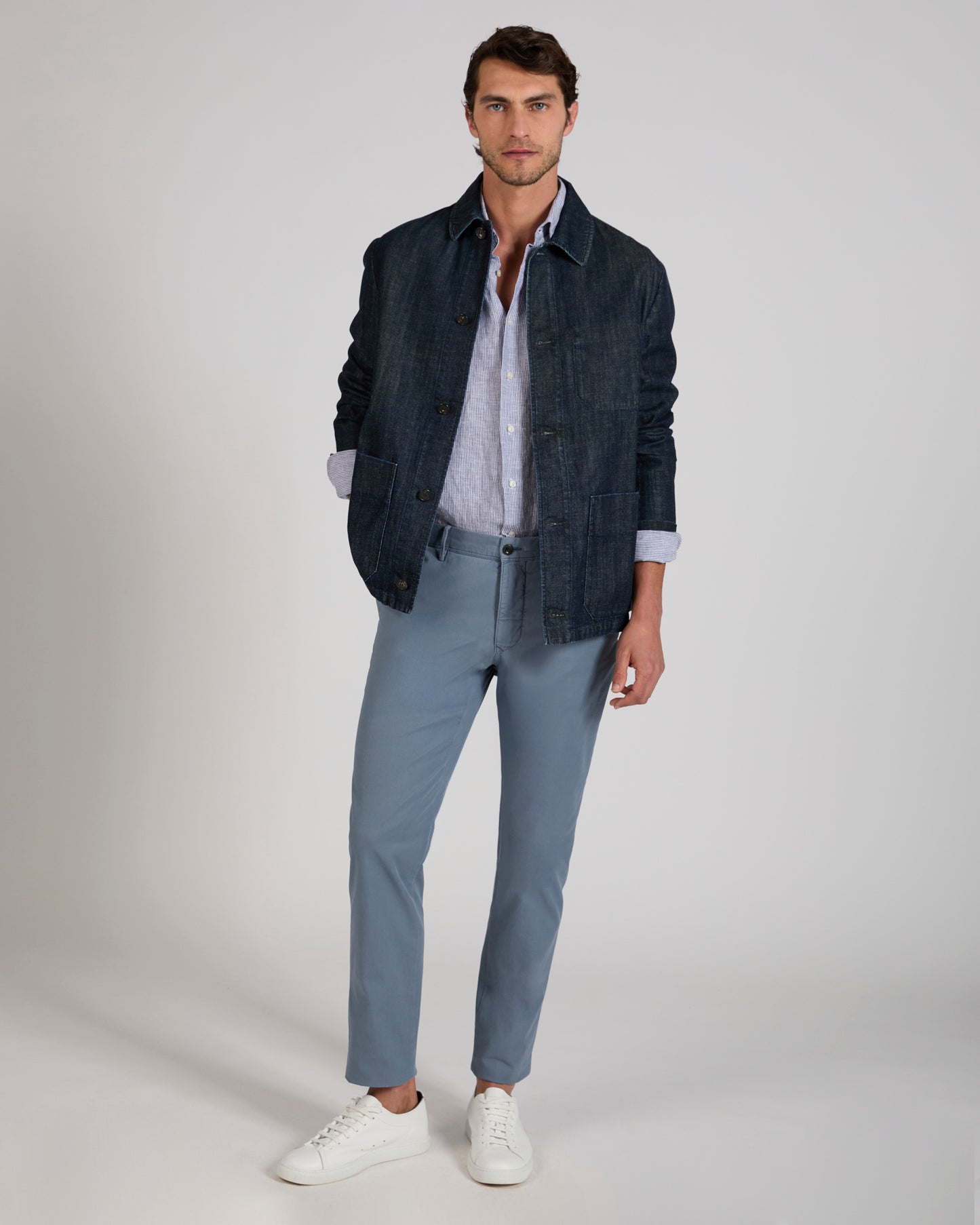 Slim fit stretch cotton trousers
