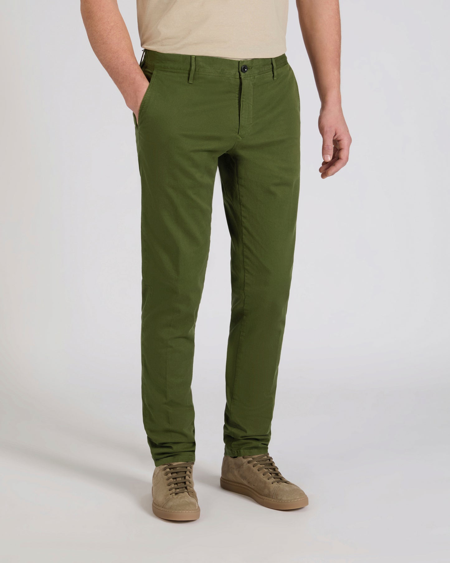 Slim fit organic cotton twill trousers