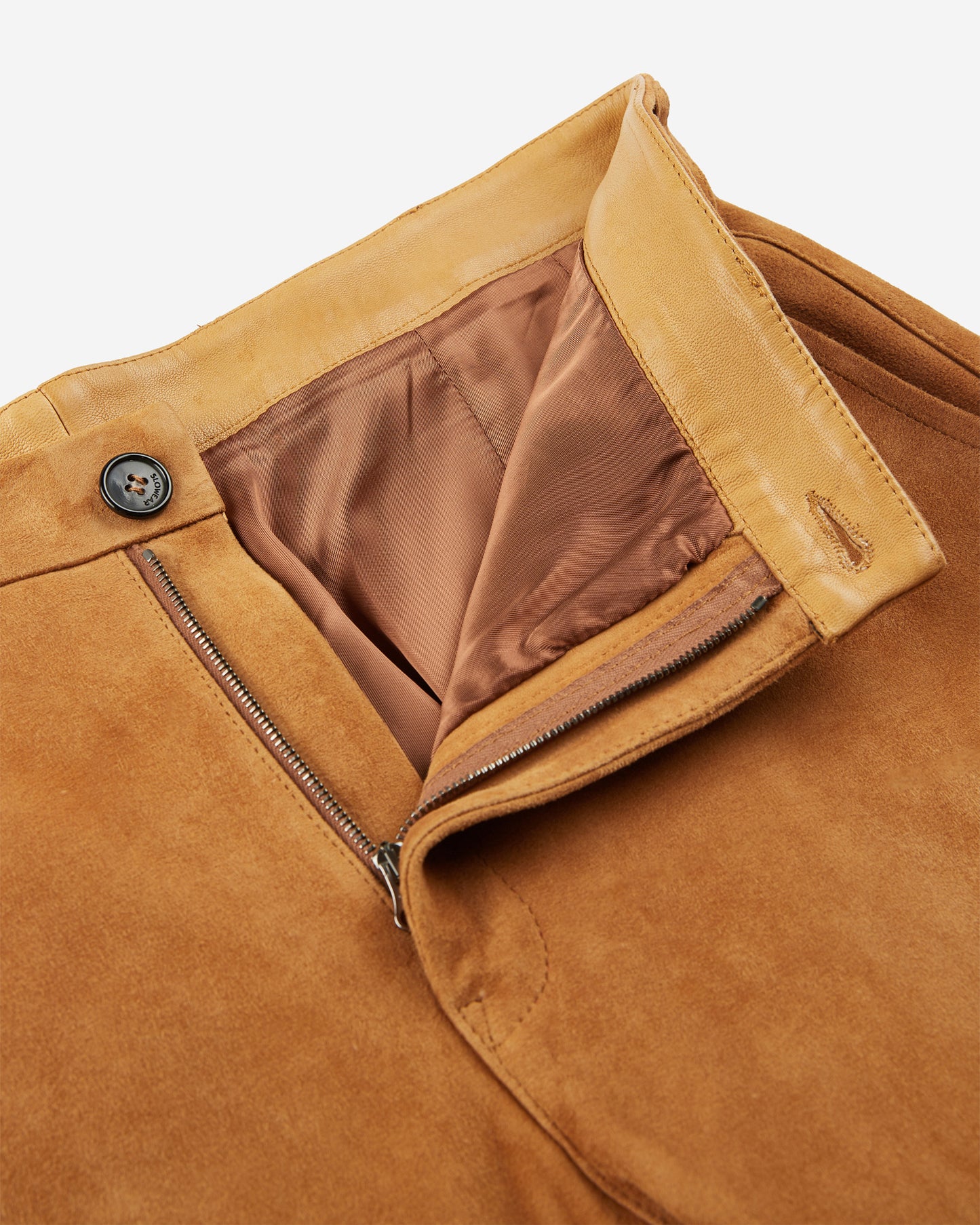 Pantalone straight fit in pelle suede