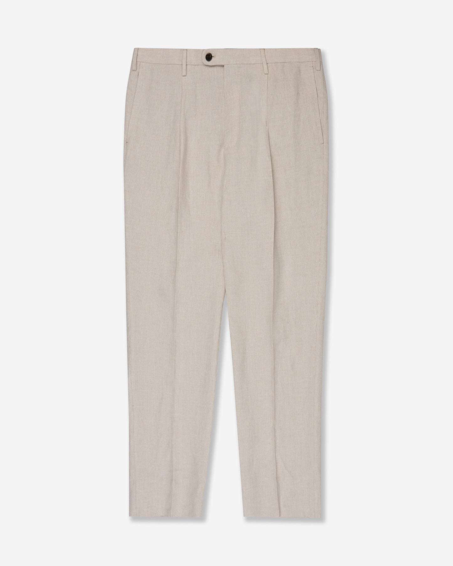 Regular fit patterned linen trousers