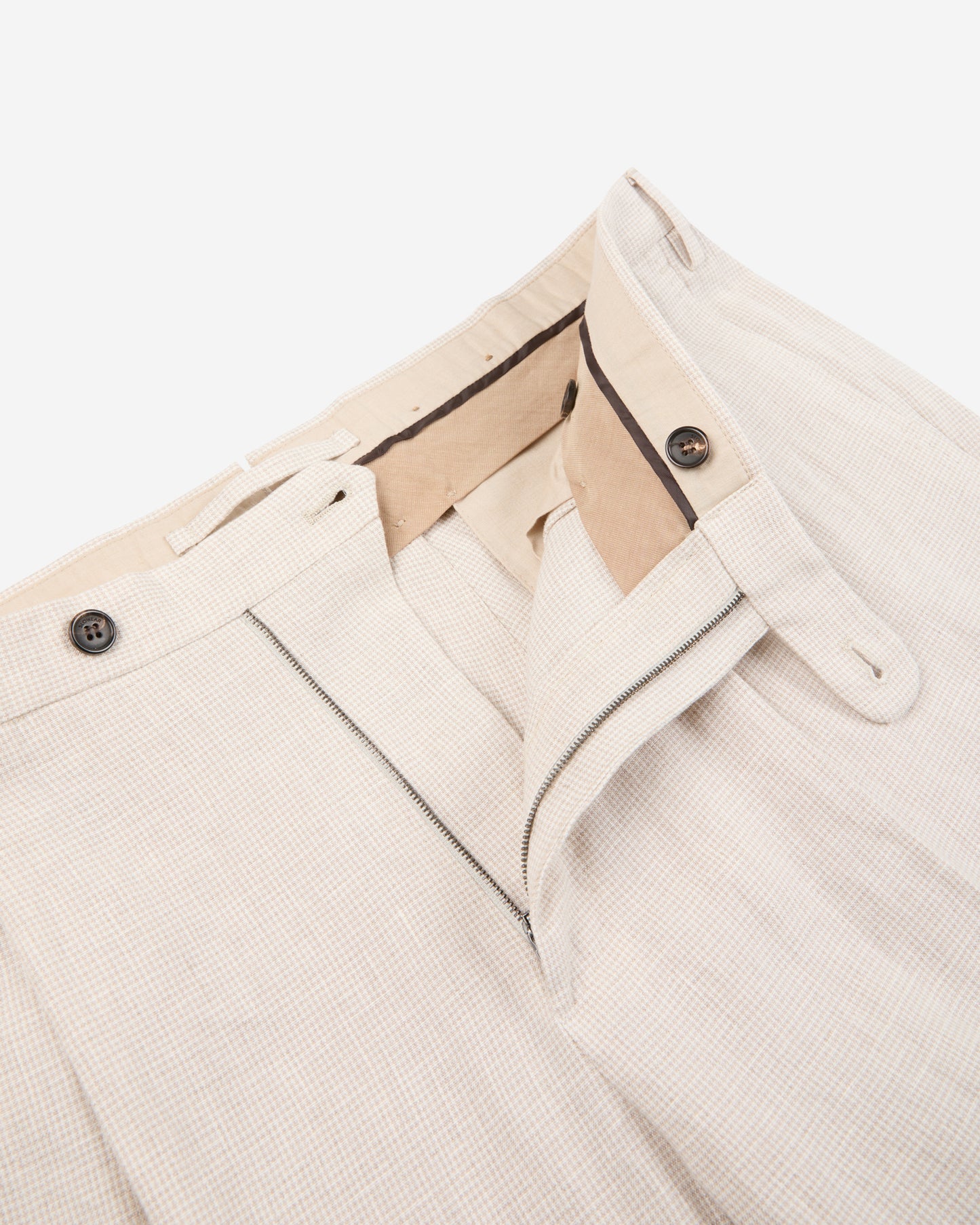 Regular fit patterned linen trousers