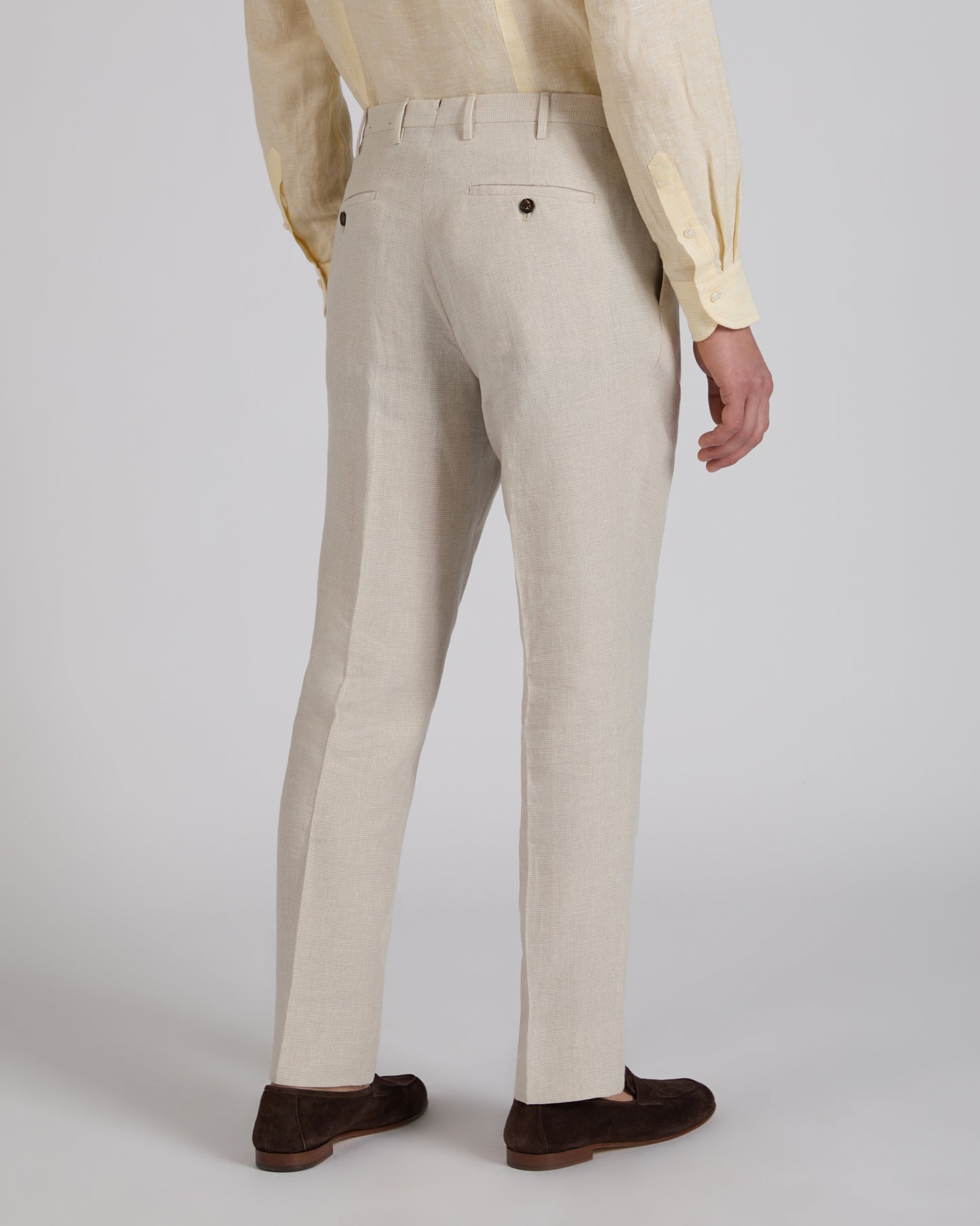 Regular fit patterned linen trousers