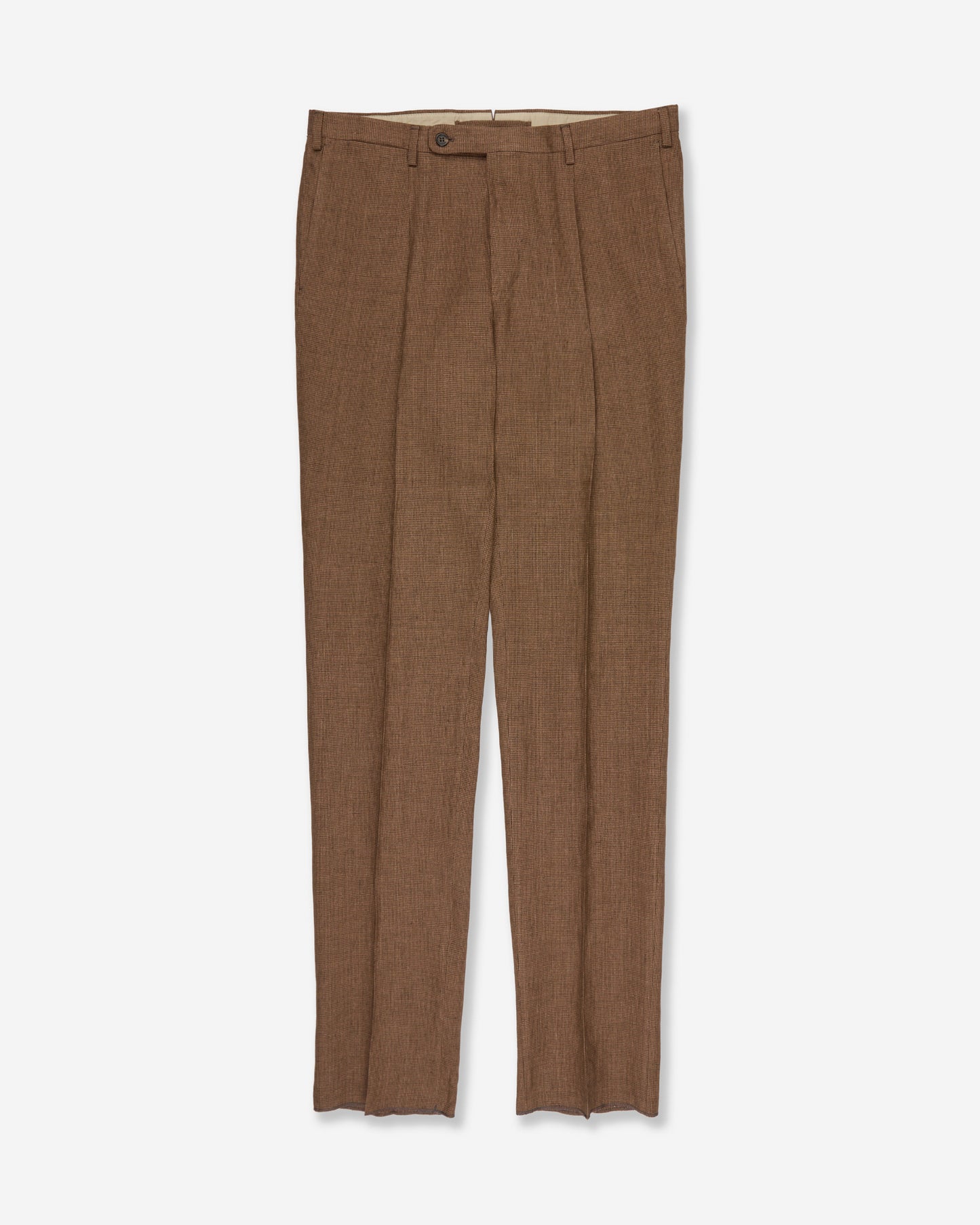 Regular fit patterned linen trousers