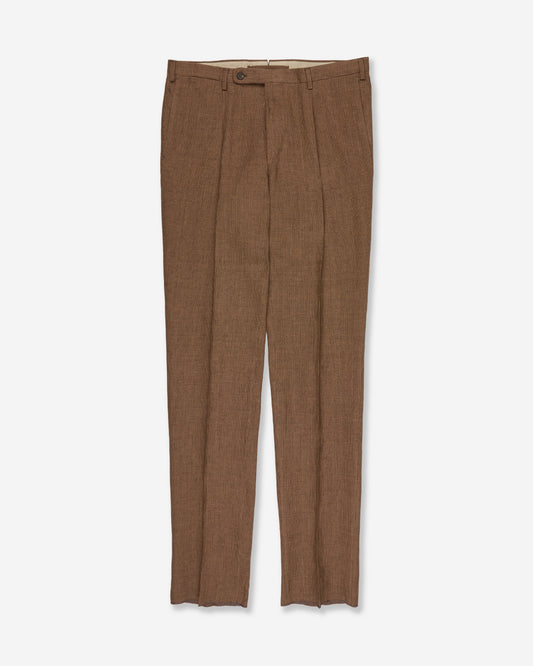 Regular fit patterned linen trousers