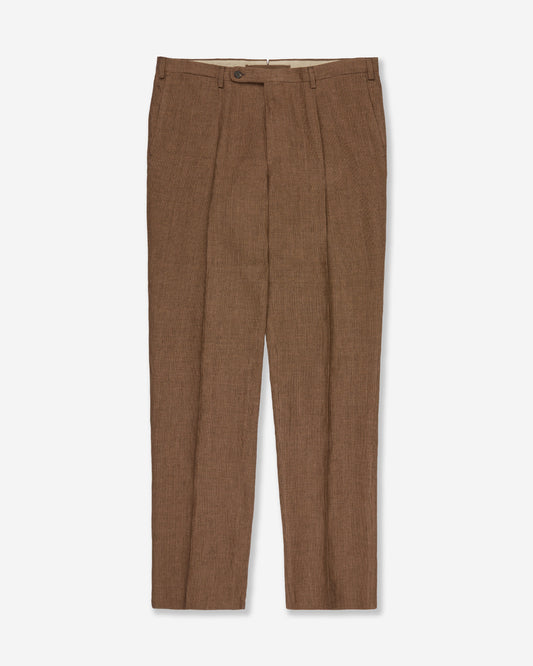 Regular fit patterned linen trousers